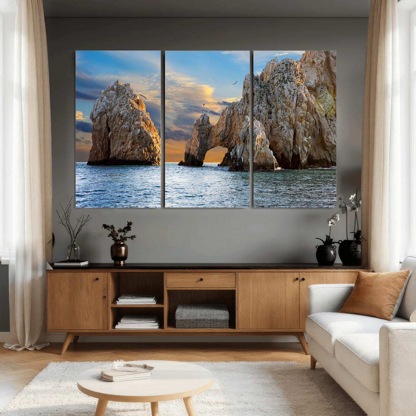 63505689-MGV-CV-36X24 - El Arco Cabo San Lucas Ocean Arch Wall Art Canvas Print, Baja California Rock Arch Seascape Canvas Print, Mexico Coastal Landmark Scenic Art Printing