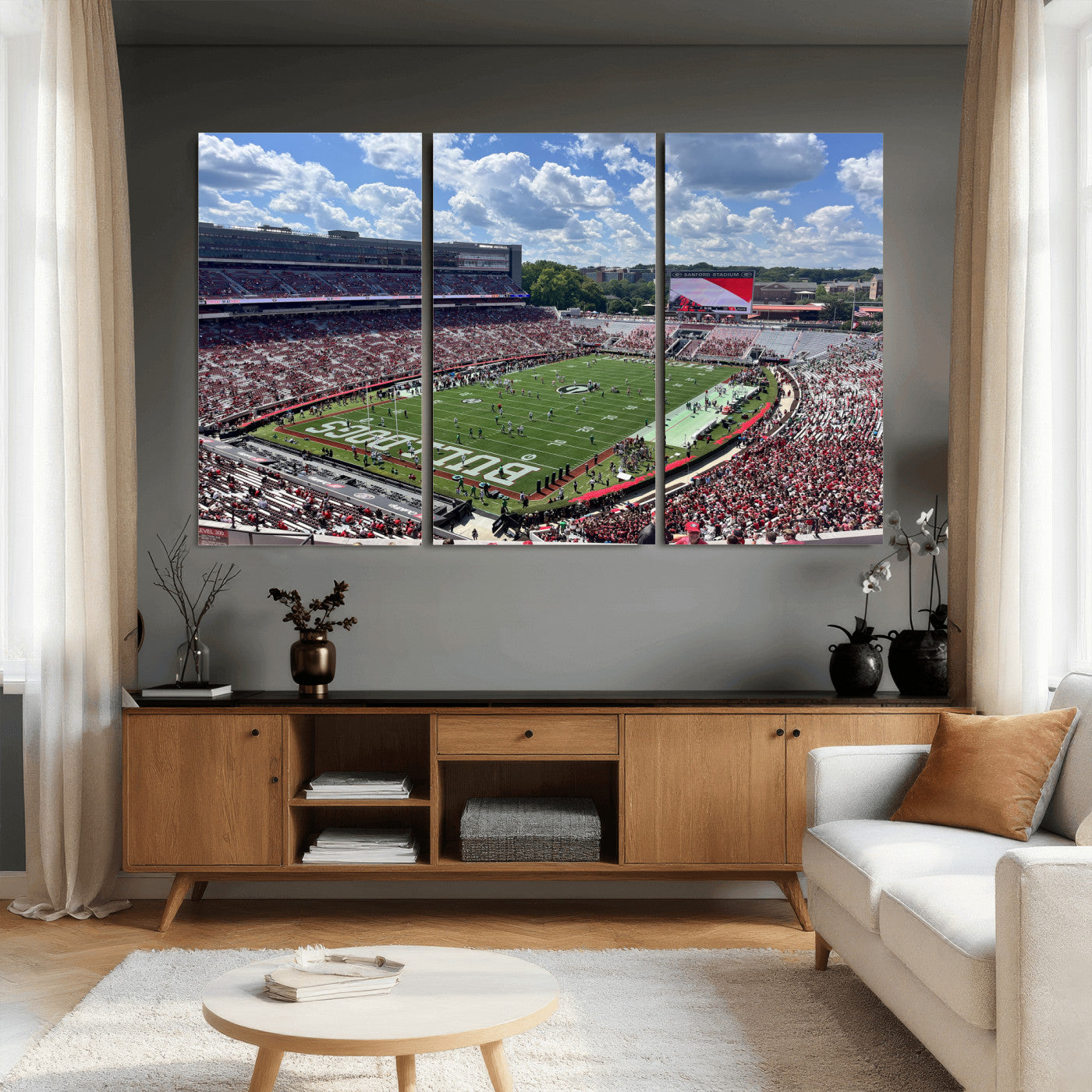 10665453-MGV-CV-36X24 - Georgia Bulldogs Stadium Wall Art Canvas Print, Sanford Stadium Football Field Panorama, College Football Game Day Wall Decor