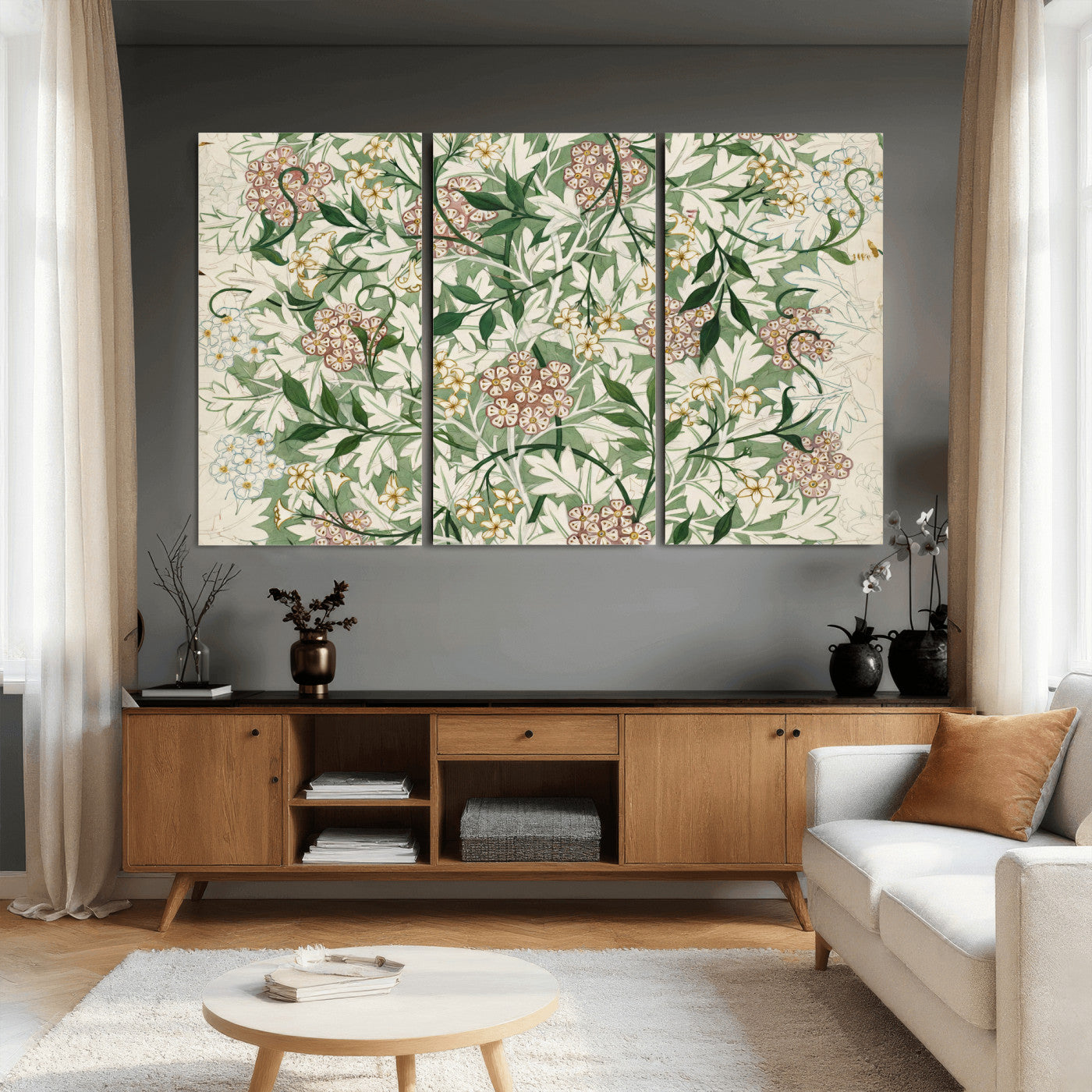 33560597-MGV-CV-36X24 - William Morris Jasmine 1872 Canvas Wall Art — Arts and Crafts Botanical Print | Vintage Green Floral Decor | Cottagecore Gift | Classic Art