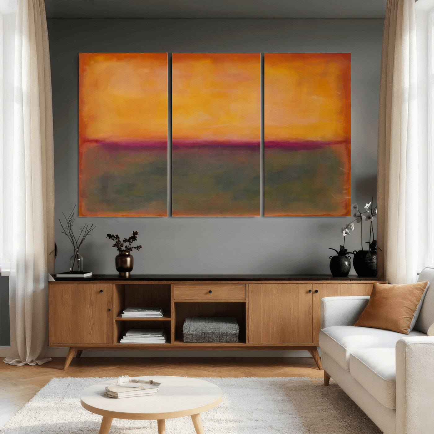 21628300-MGV-CV-36X24 - Abstract Color Field Wall Art Canvas Print, Framed Minimalist Horizon Artwork for Living Room Bedroom Office
