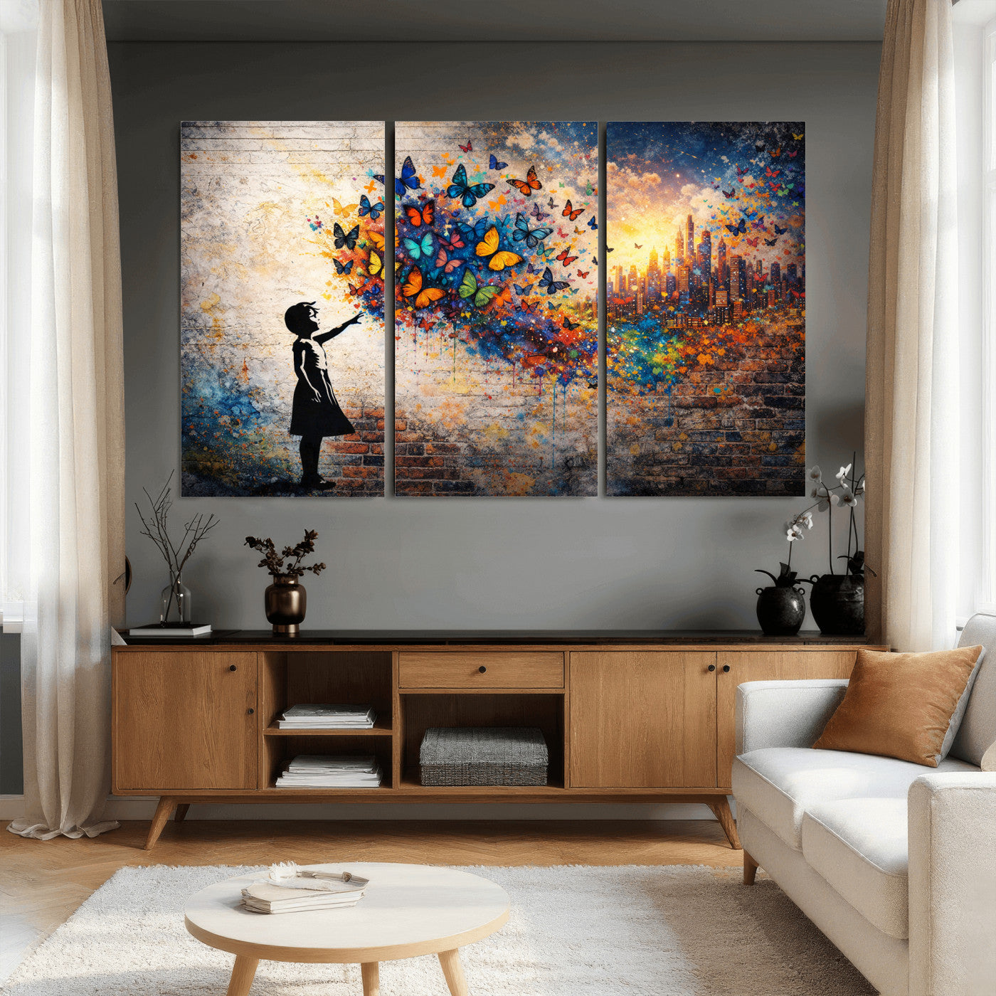 21540821-MGV-CV-36X24 - Banksy Girl Wall Art Canvas Print for Living Room Decor