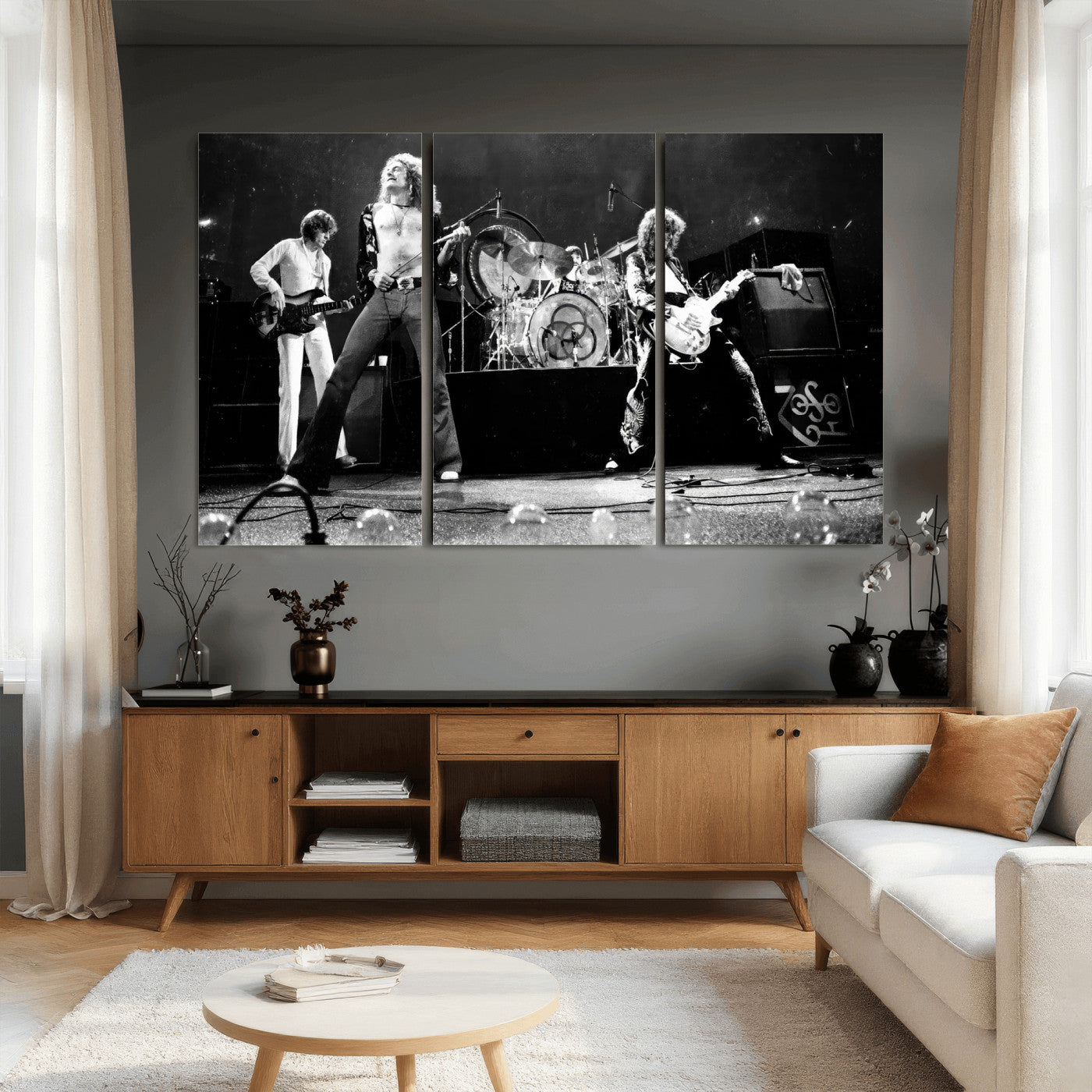 87313532-MGV-CV-36X24 - ed Zeppelin Live Concert Canvas Wall Art, Classic Rock Band Photography Print, Vintage Music Stage Performance Artwork