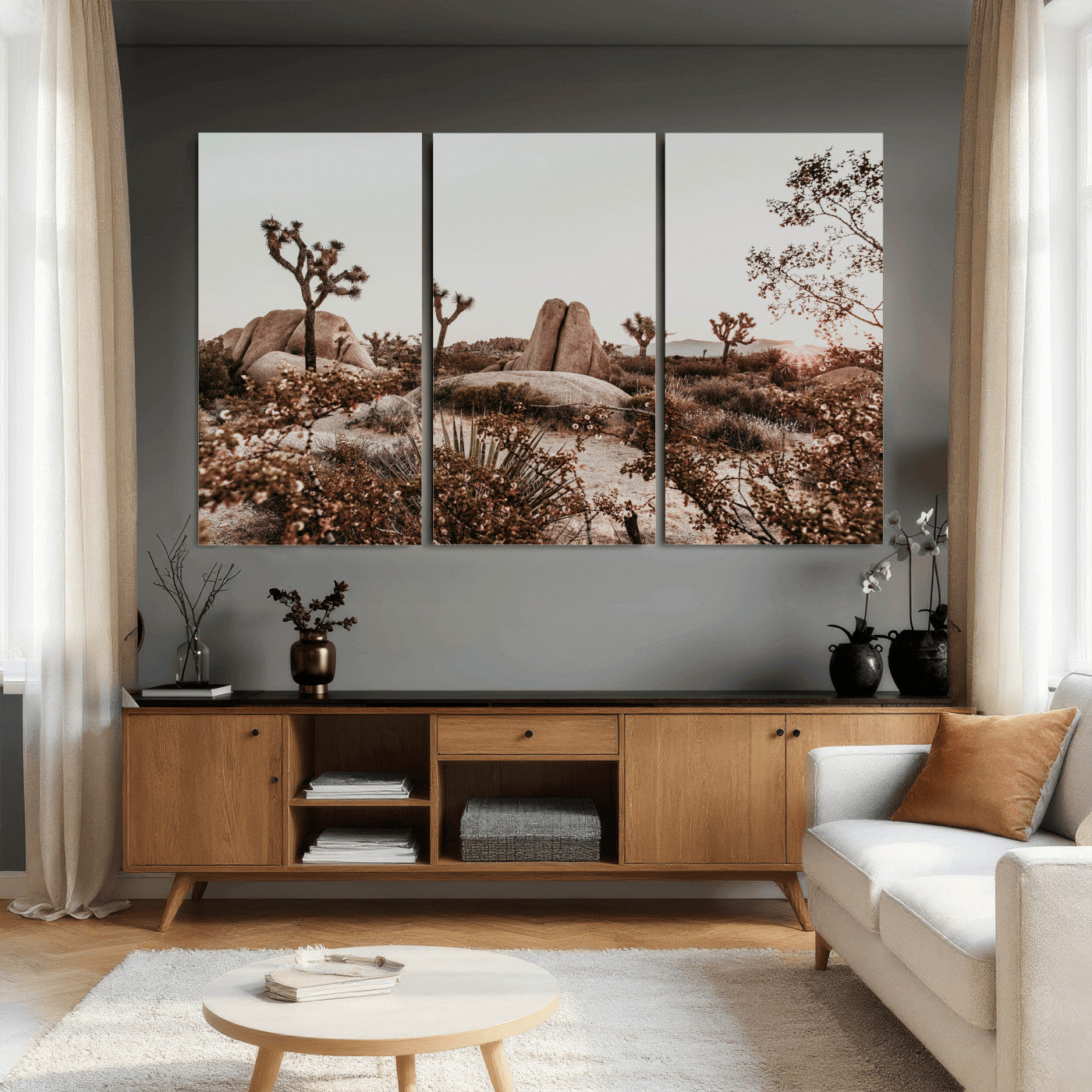 75778944-MGV-CV-36X24 - Joshua Tree Desert Canvas Wall Art Print - Desert Landscape Photography, Boho Southwest Wall Decor, Nature Canvas - Ready to Hang