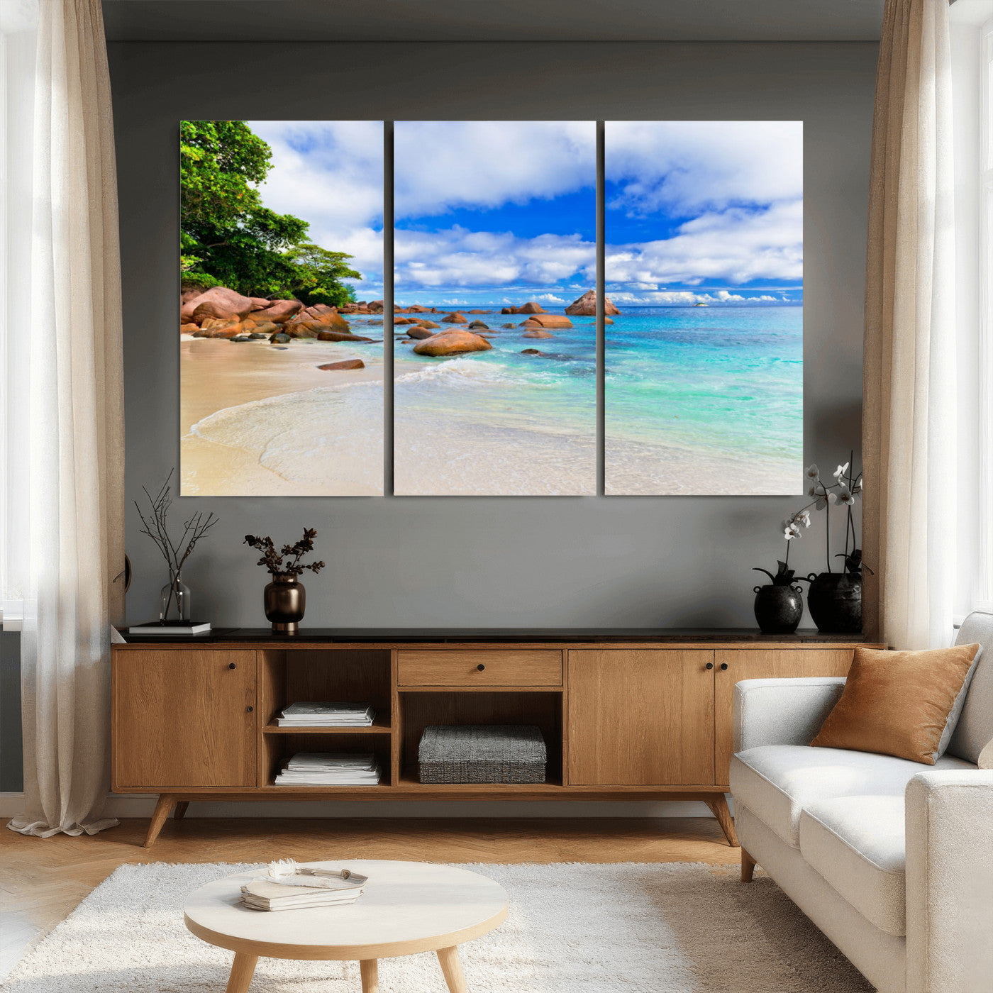 81980382-MGV-CV-36X24 - Seychelles Beach Canvas Wall Art - Anse Intendance Turquoise Ocean Print