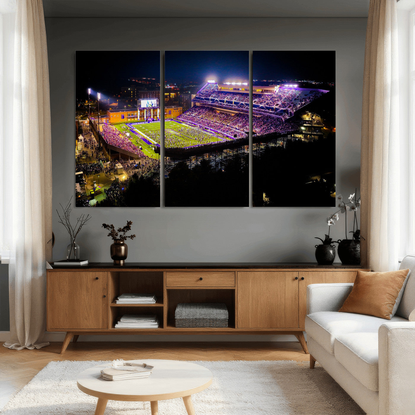 400867JMU2-MGV-CV-36X24 - JMU Stadium Wall Art Canvas Print for Game Room Decor - James Madison University Stadium