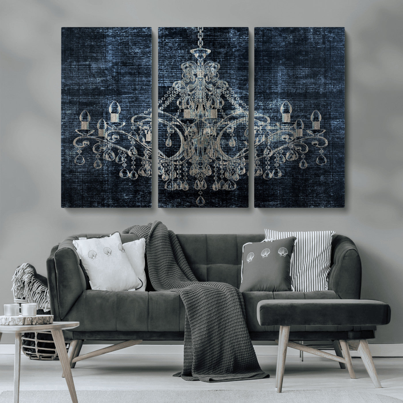 -Dark Chandelier Wall Art Canvas Print