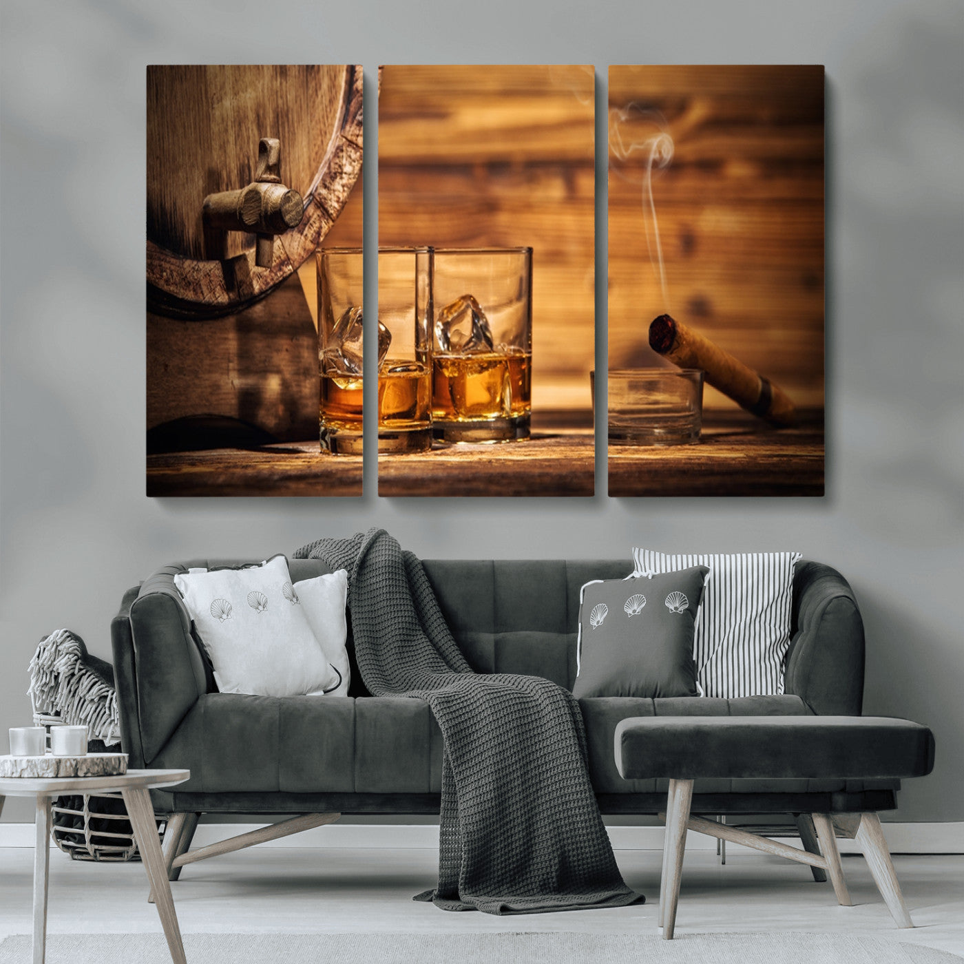 -Rustic Whiskey and Barrel Canvas Print