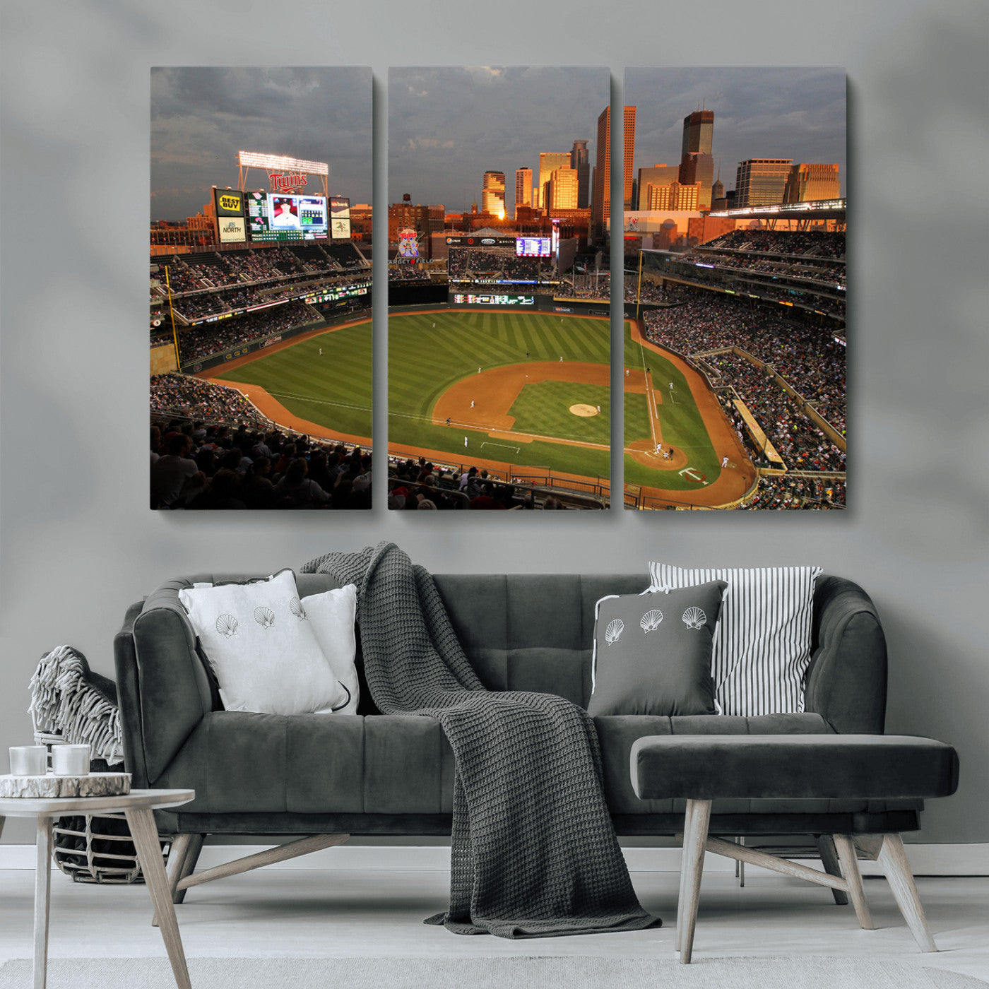99822-MGV-CV-48X32-3P-Minnesota Twins Baseball Team Print - Minneapolis Target Field Stadium Wall Art Canvas Print