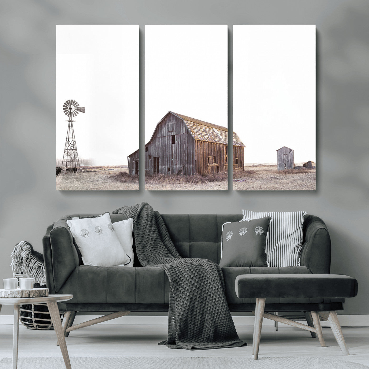 64560-MGV-CV-36X24-Farm Prints Set, Set of 6 Farmhouse Wall Art, Country House Decor