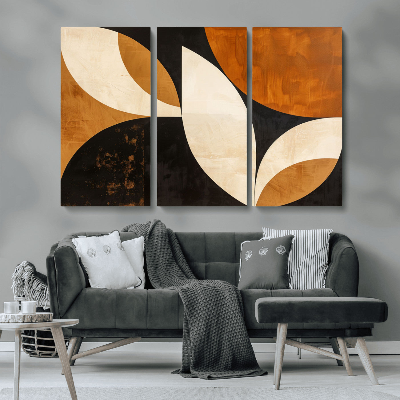 21251-MGV-CV-36X24-Geometric Abstract Wall Art Canvas Print, Mid Century Modern Wall Art Print