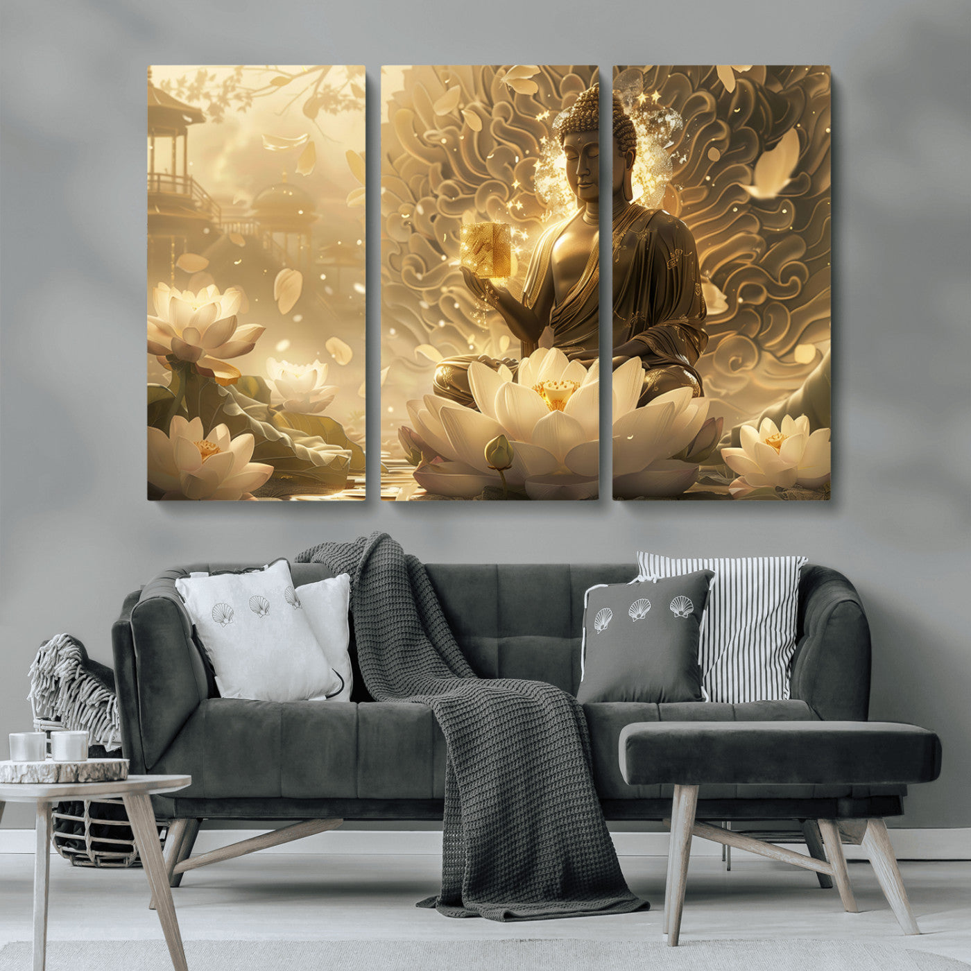 -Golden Buddha Wall Art | Yoga Room Decor and Meditation Room Wall Art | Framed and Ready to Hang