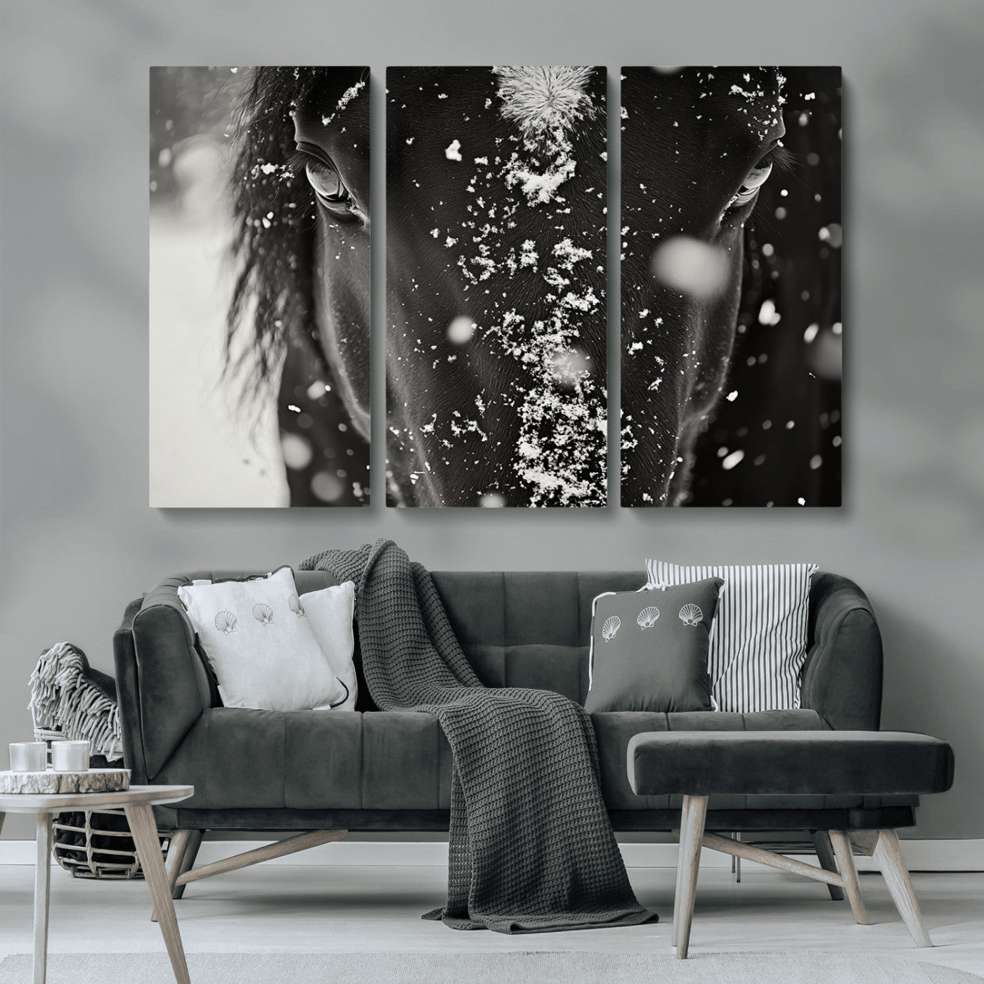 -Winter Horse Snow Wall Art Canvas Print