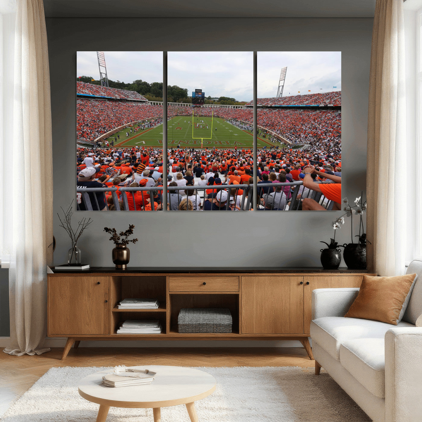 63606-MGV-CV-36X24 - Virginia Cavaliers Football Team Print - Charlottesville Scott Stadium Print Wall Art Canvas