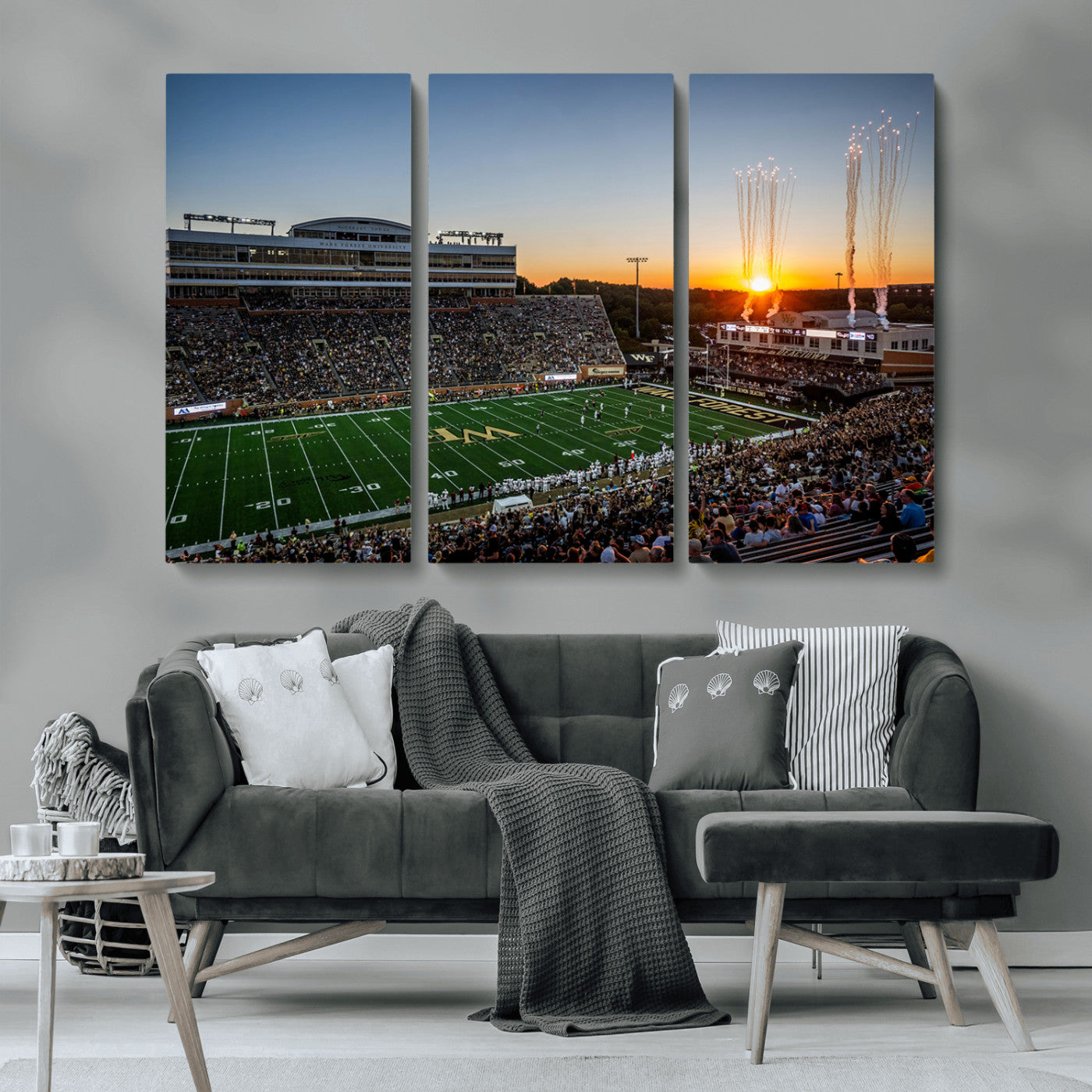 29253-MGV-CV-36X24-Demon Deacons Football Team Print Canvas- Winston-Salem Allegacy Federal Credit Union Stadium Wall
