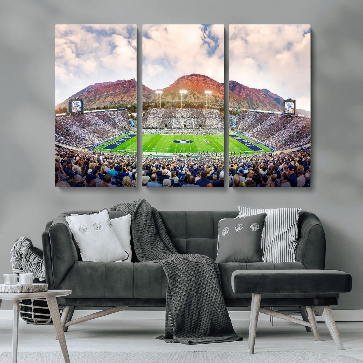 -Brigham Young University Cougars Football Team Print - Provo LaVell Edwards Stadium Wall Art Canvas