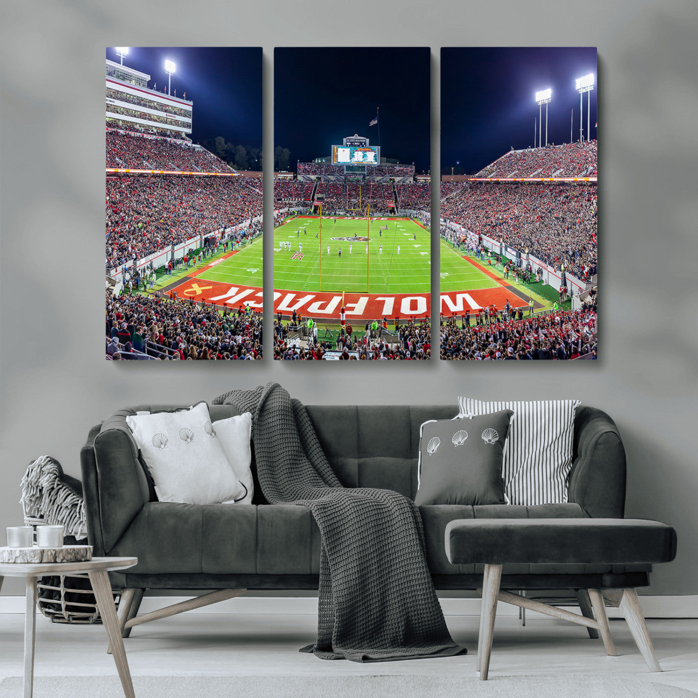 80943-MGV-CV-36X24-Wolfpack Football Team Print - Raleigh Carter-Finley Stadium Wall Art Canvas Print