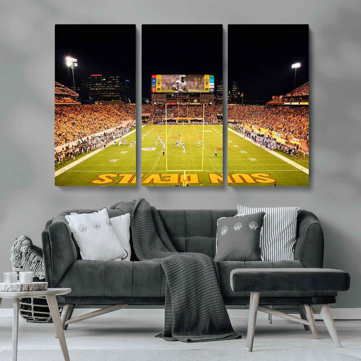 87612-MGV-CV-36X24-ASU Sun Devils Football Team Print - Phoenix Mountain America Stadium Canvas Print