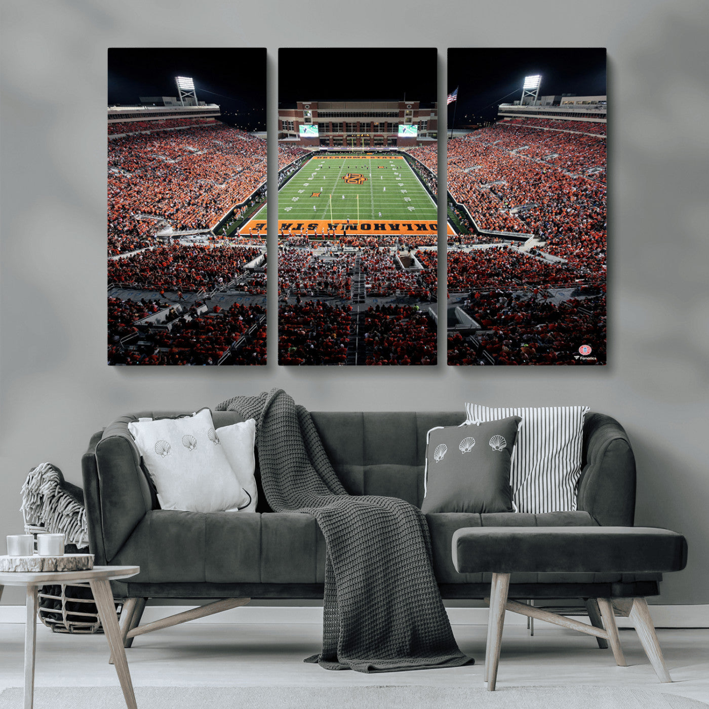 81675-MGV-CV-36X24-Boone Pickens Stadium Wall Art Oklahoma State Cowboys Print Framed Sports Canvas Art for Home, Office, Living Room