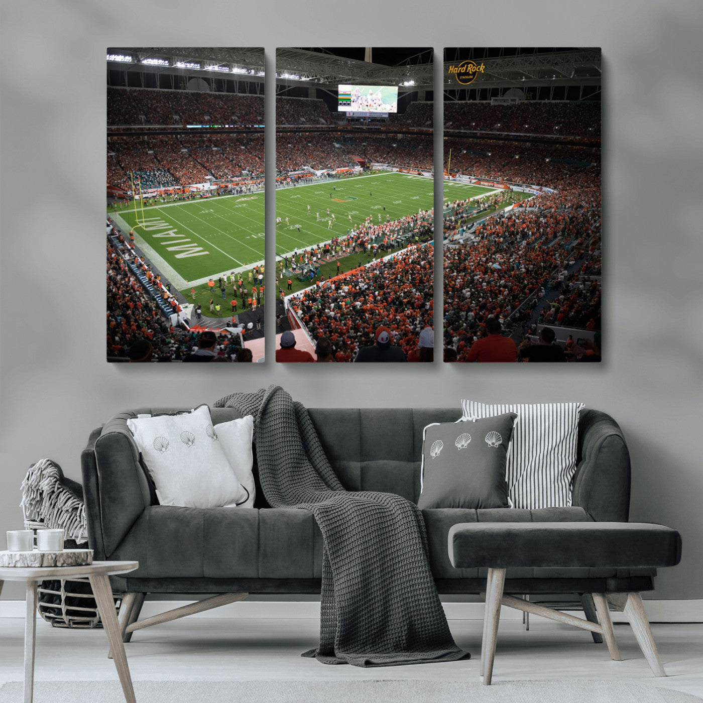-Miami Hurricanes Football Team Print Canvas- Miami Hard Rock Stadium Wall Art Canvas Print