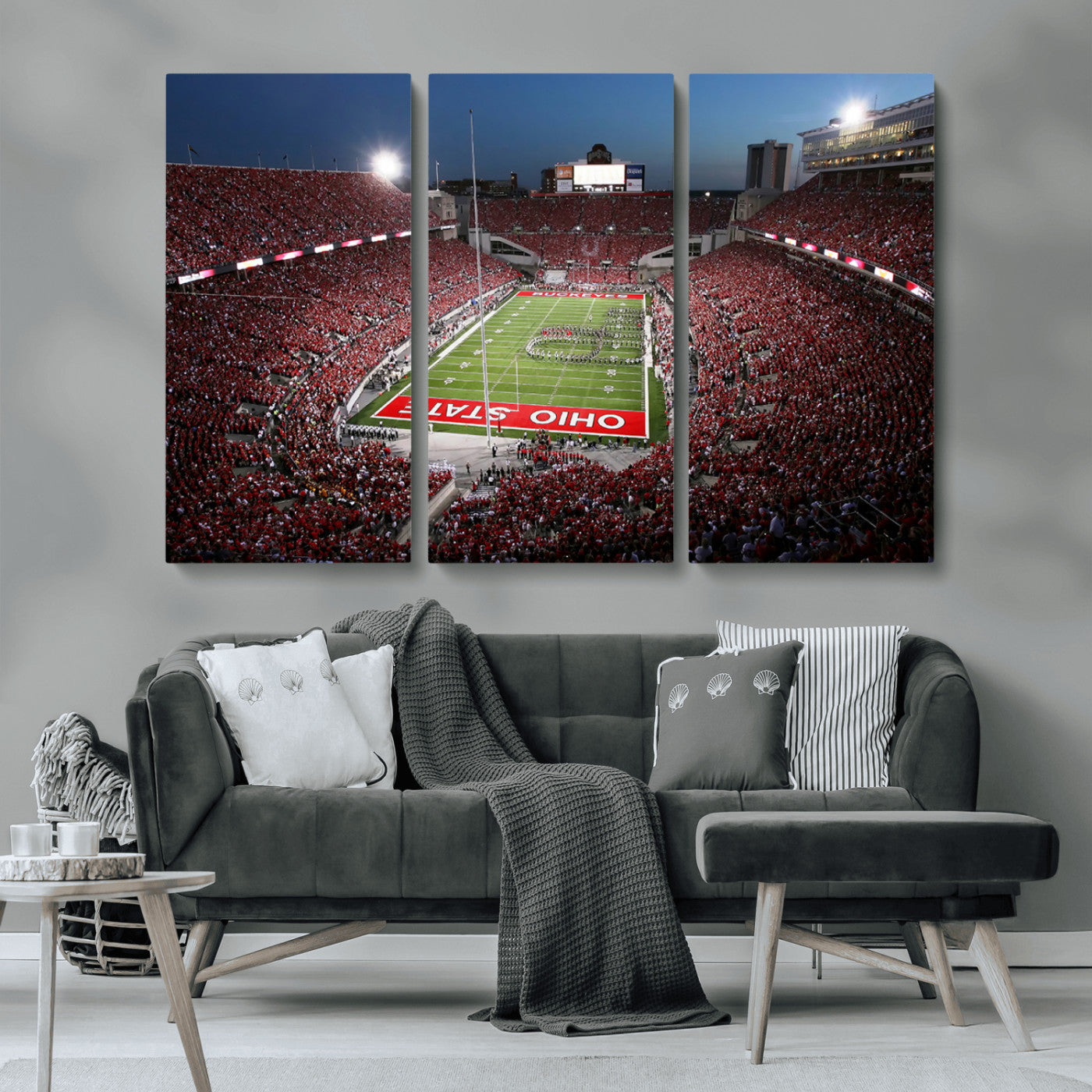 98743-MGV-CV-36X24-Ohio State University Buckeyes Football Team Print - Columbus Ohio Stadium Wall Art Canvas Print