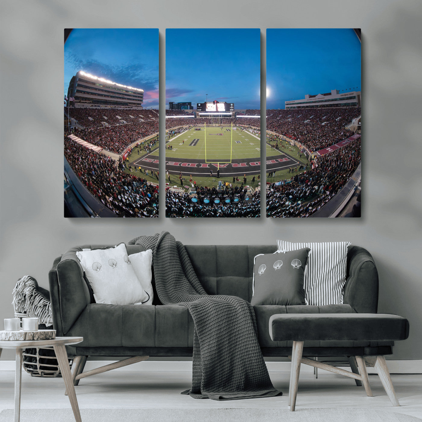 -Texas Tech Red Raiders Canvas, Framed Football Team Print - Lubbock Jones AT&T Stadium Wall Art