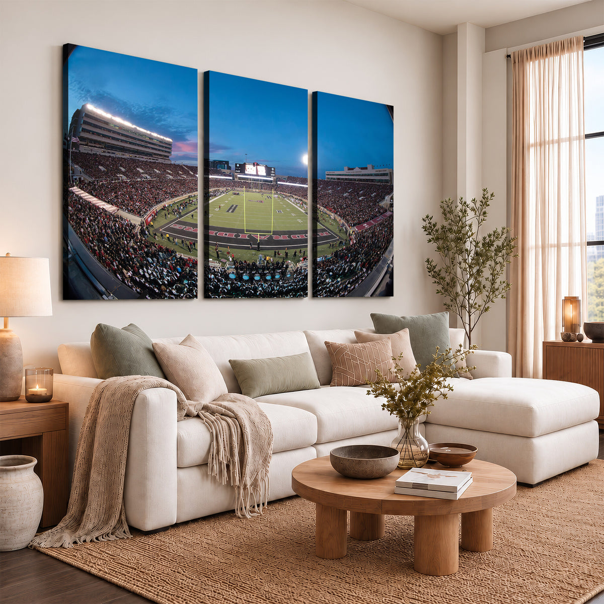 60763-PAN-FL-20X10 - Texas Tech Red Raiders Canvas, Framed Football Team Print - Lubbock Jones AT&T Stadium Wall Art