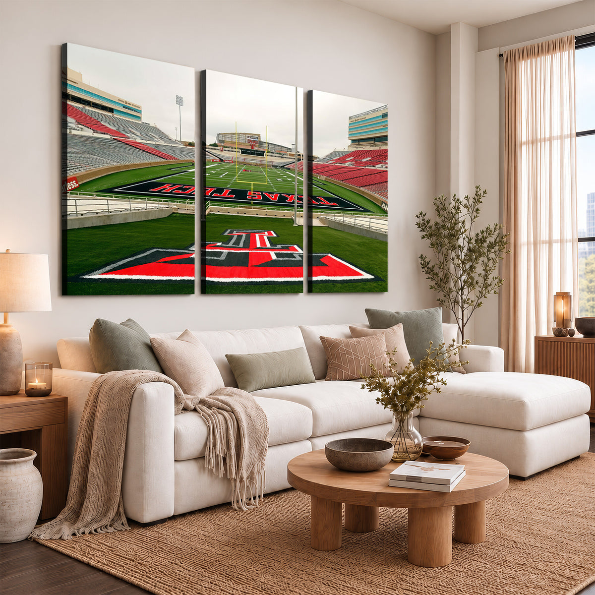 43169-PAN-FL-20X10 - Texas Tech Red Raiders Football Team Print - Lubbock Jones AT&T Stadium Wall Art Canvas Print