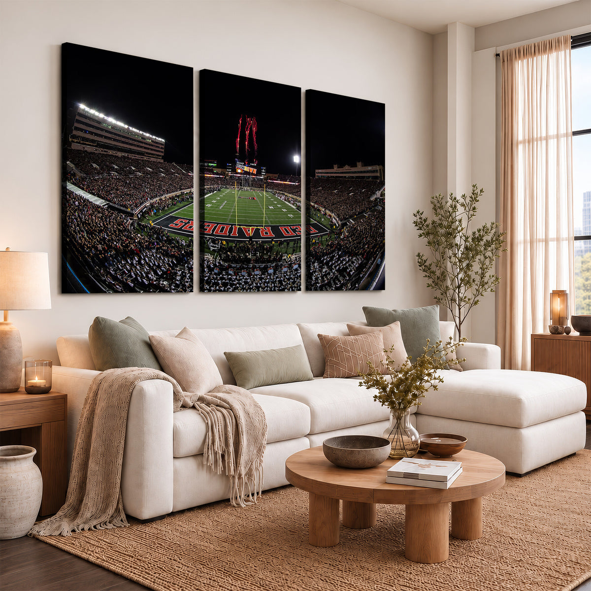 83122-PAN-FL-20X10 - Framed Texas Tech Red Raiders Stadium Canvas, Texas Tech Red Raiders Football Team Print - Lubbock