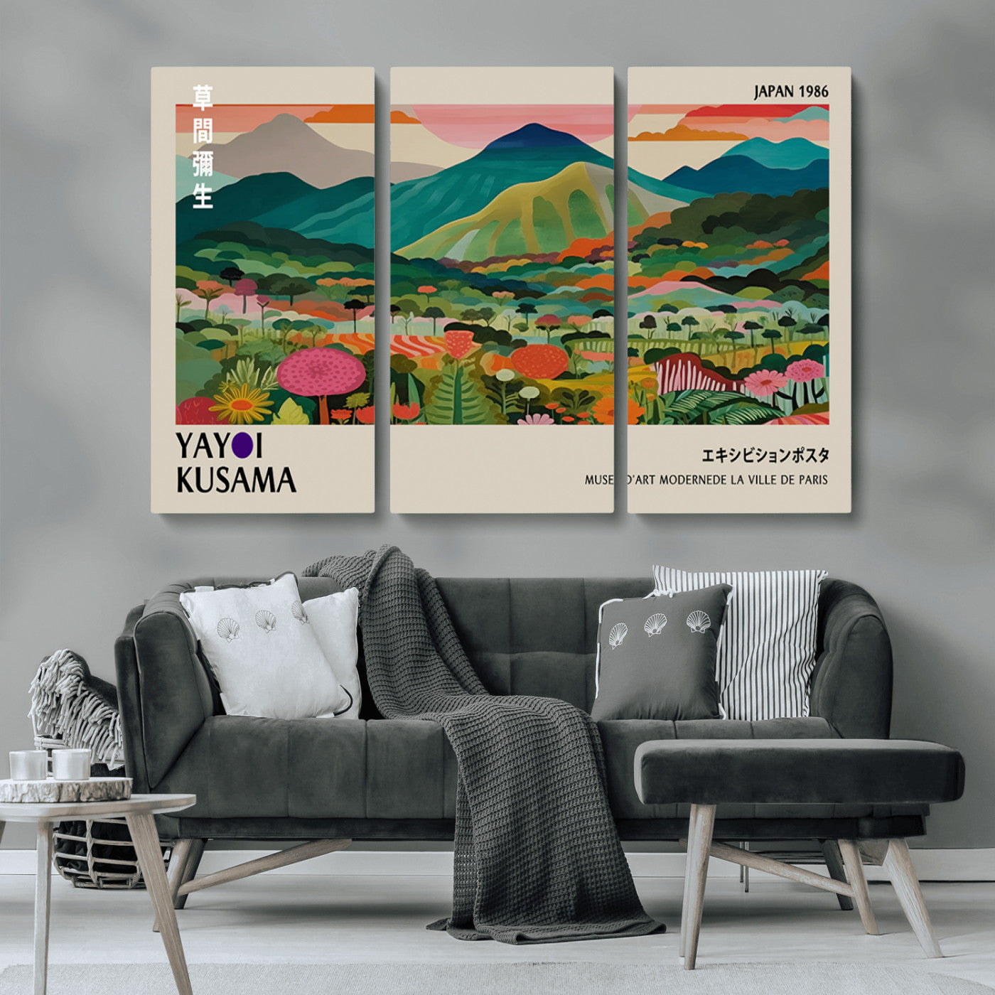 83384-MGV-CV-36X24-Yayoi Kusama Japan 1986 Canvas – Wabi Sabi Japanese Vibrant Abstract Wall Art Contemporary Canvas for Home, Office