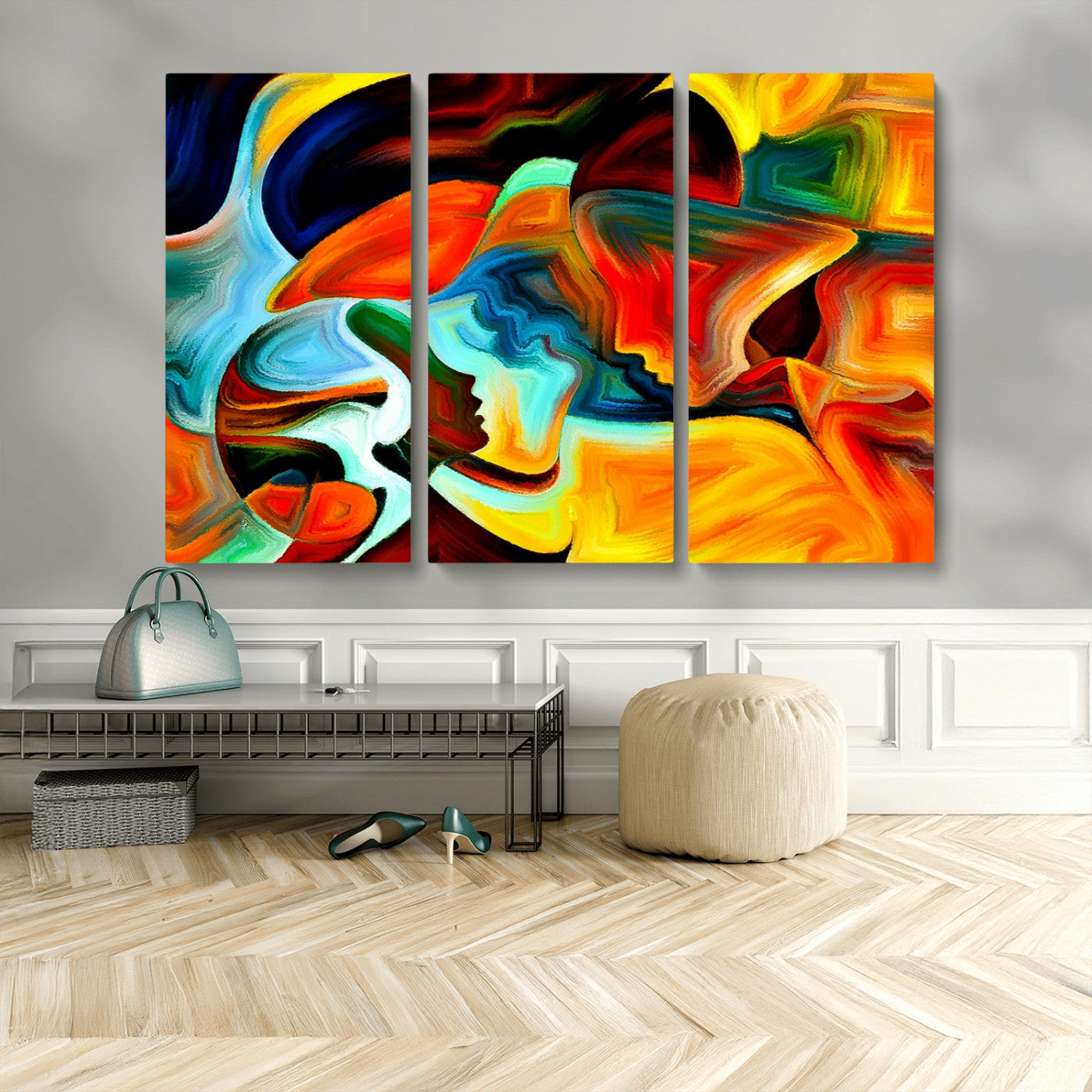 70242-MGV-CV-48X32-3P-Human Love Figures Abstract Wall Art Canvas Print
