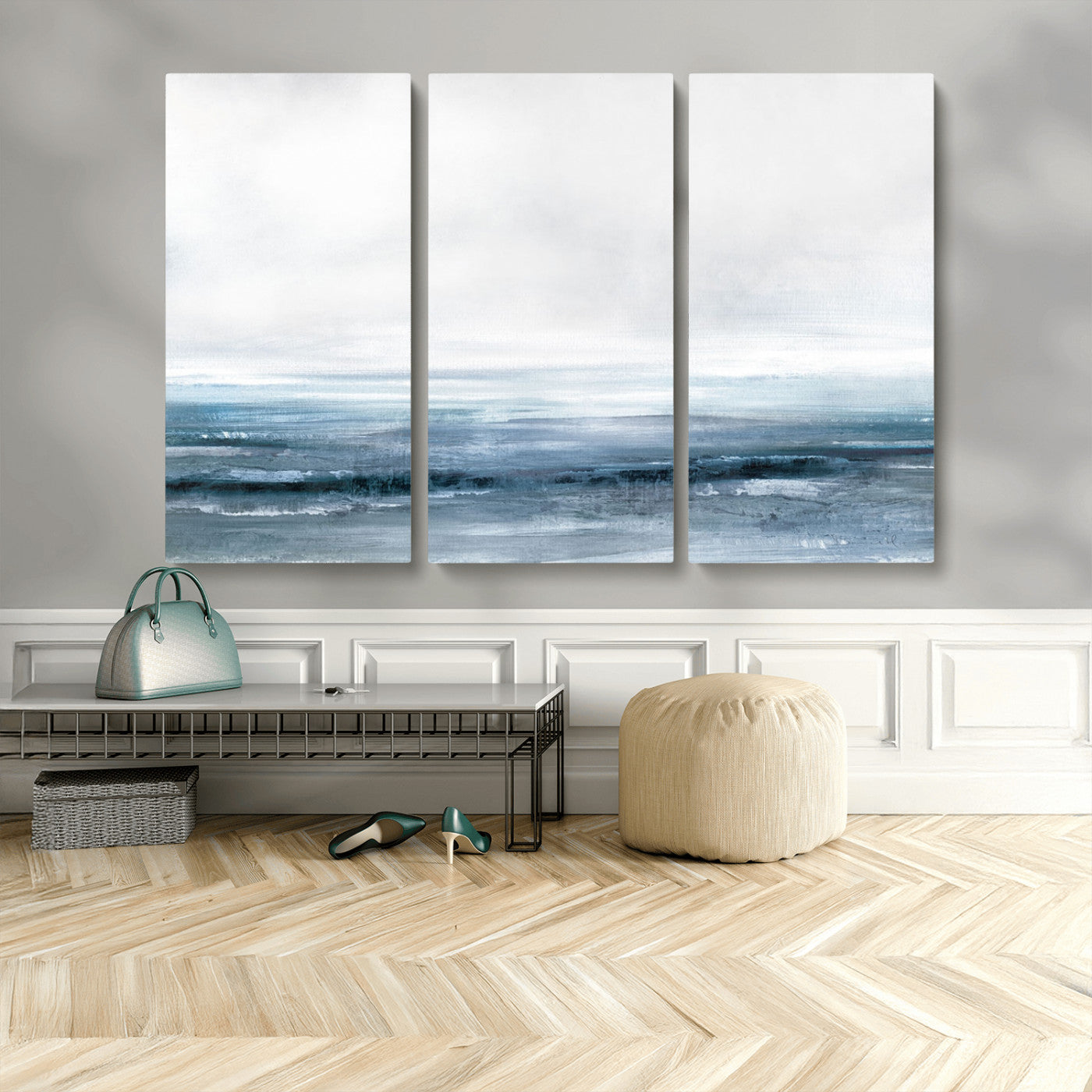 65702-MGV-CV-48X32-3P-Blue Ocean Abstract Artwork Wall Art Canvas Print