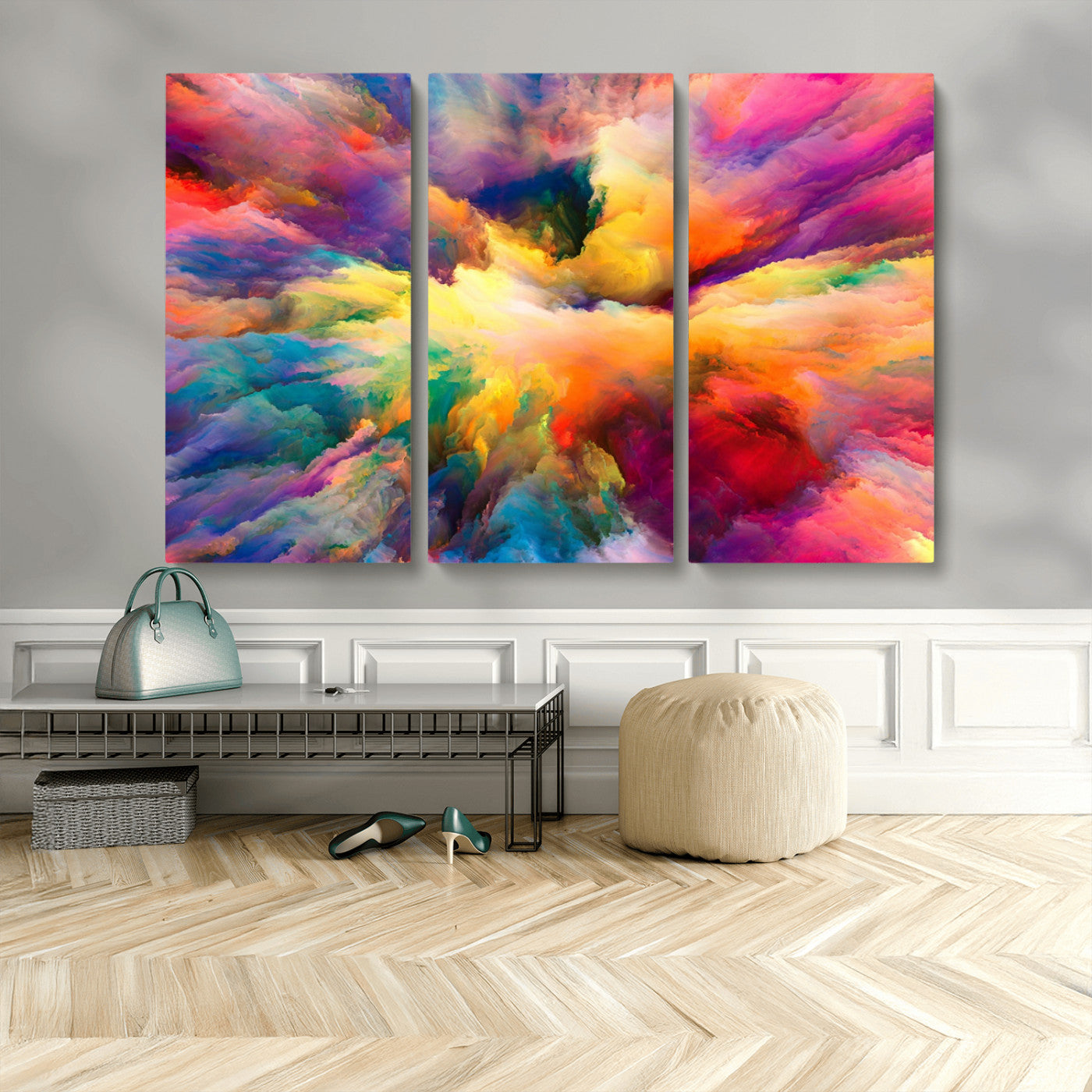 61038-MGV-CV-48X32-3P-Blazing Vibrant Colors Cloud Wall Art Canvas Print