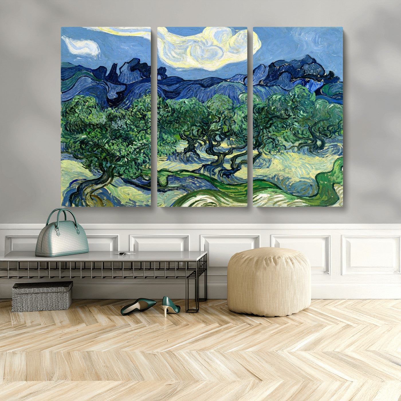80252-MGV-CV-48X32-3P-Olive Trees Van Gogh Wall Art Canvas Print