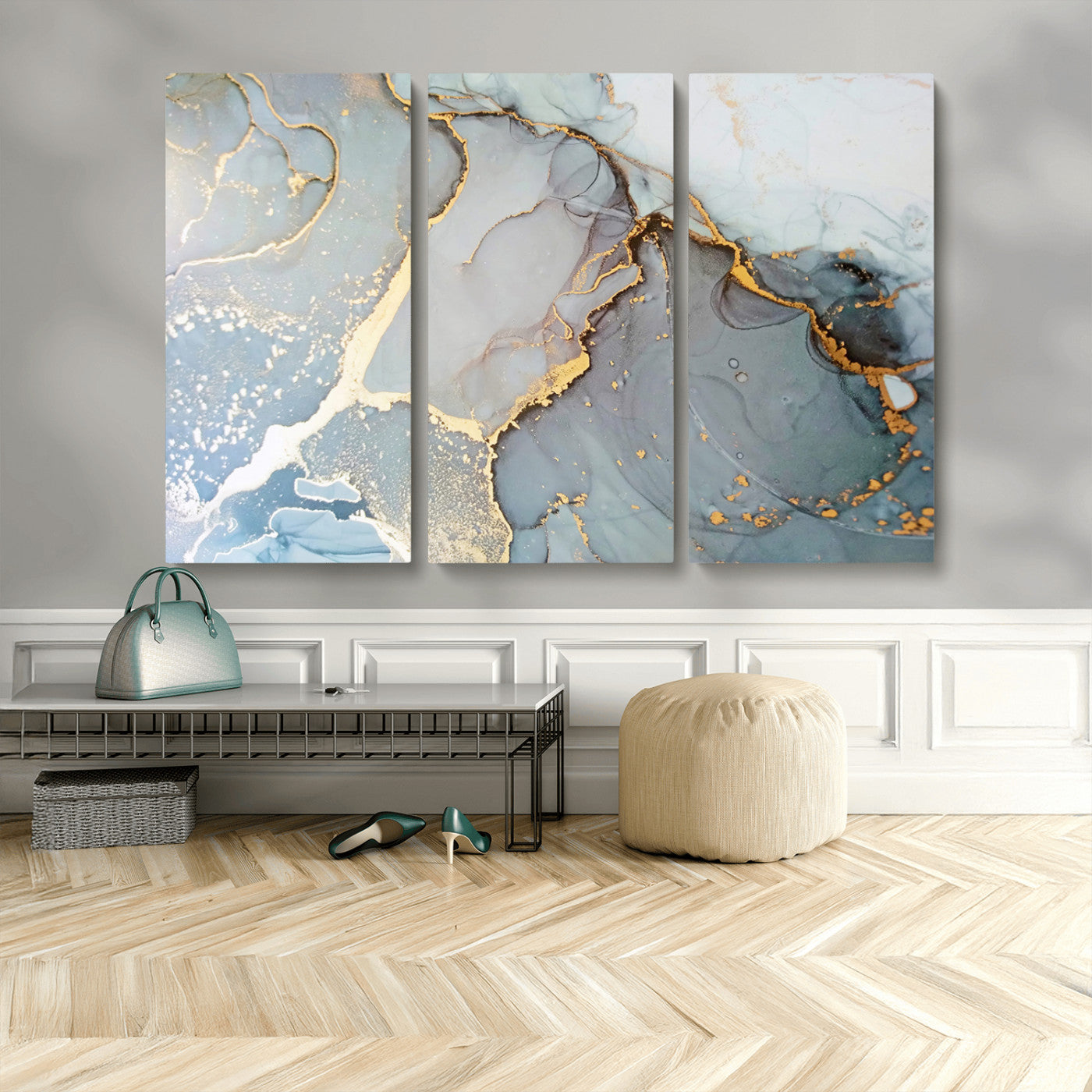 86878-MGV-CV-48X32-3P-Large Abstract Marble Wall Art Canvas Print for Living Room and Farmhouse Decor