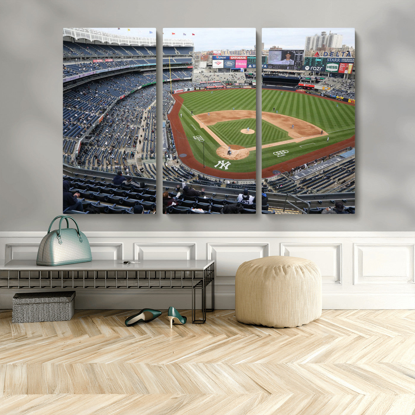 45784-MGV-CV-48X32-3P-New York Yankees Baseball Team Print - Yankee Stadium Wall Art Canvas Print