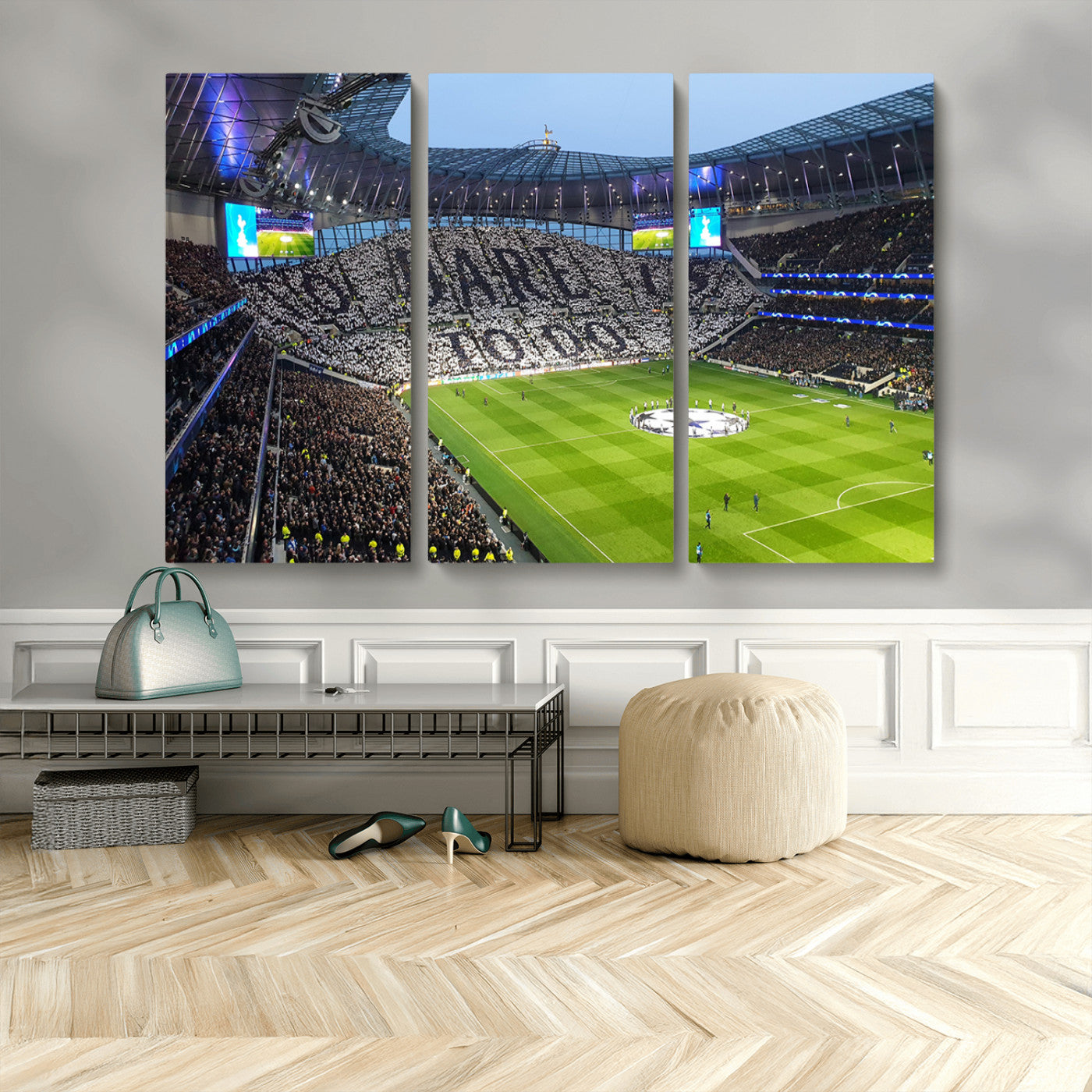 38765-MGV-CV-48X32-3P-Tottenham Hotspur Stadium Canvas Print, Match Day Triple Canvas Wall Art - Premier League Football