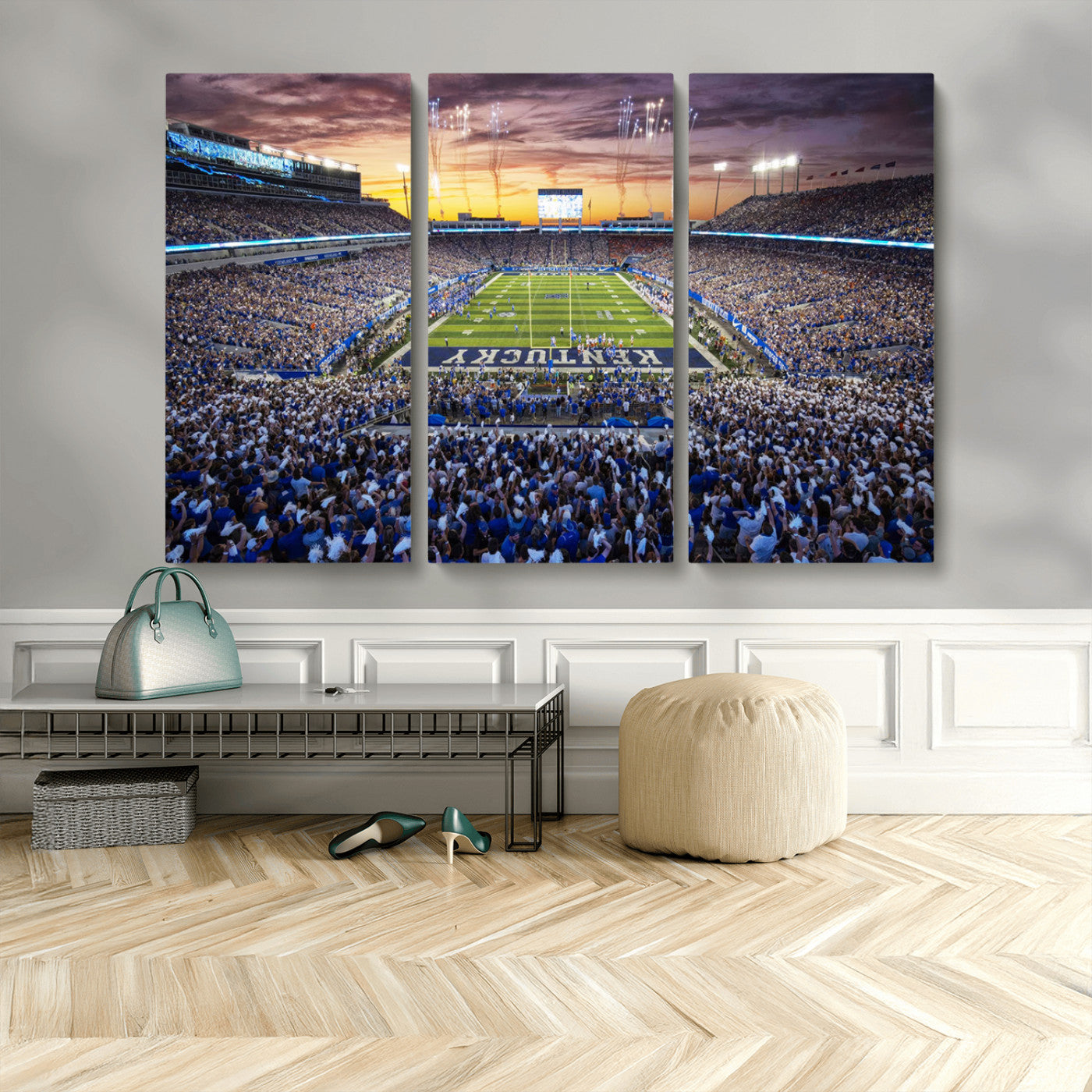 78524-MGV-CV-48X32-3P-Kroger Field Wall Art Print - Kentucky Stadium Wall Art Print - Sunset Football Stadium Wall Decor -