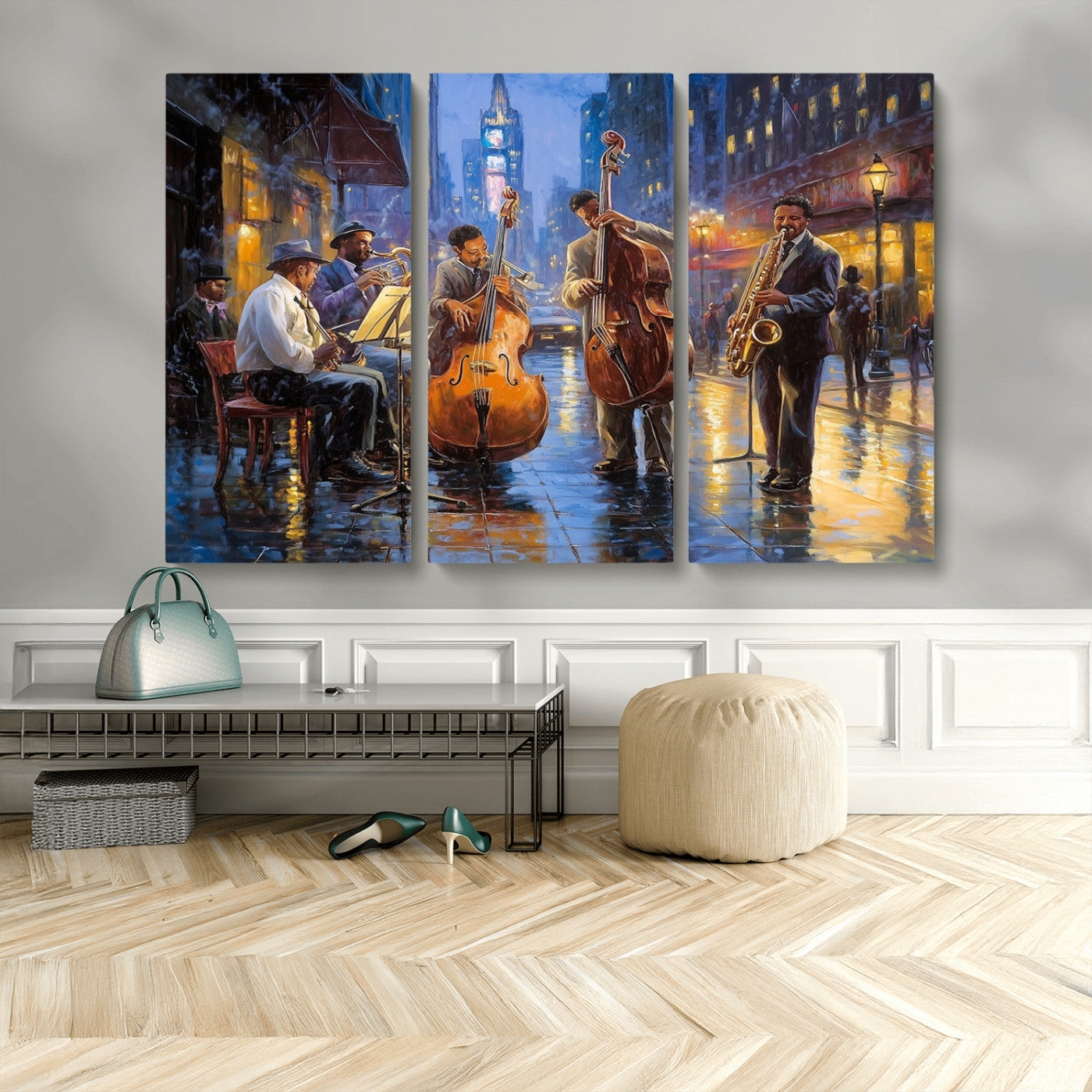 58694-MGV-CV-48X32-3P - Colorful Jazz Wall Art - African American Music Canvas Print - Framed Abstract Music Poster for Home