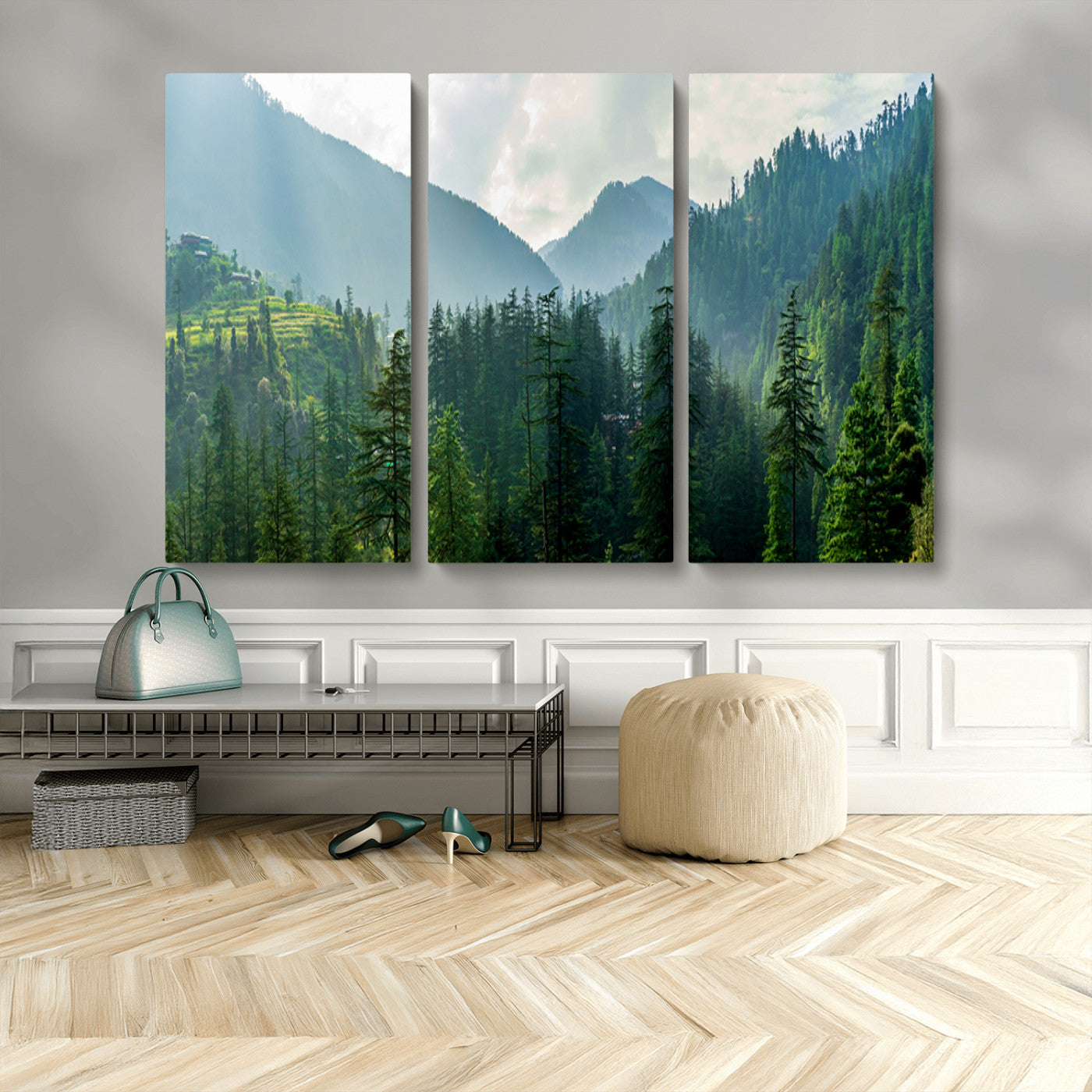 -Misty Forest Mountain Canvas Print – Serene Nature Wall Art, Tranquil Valley