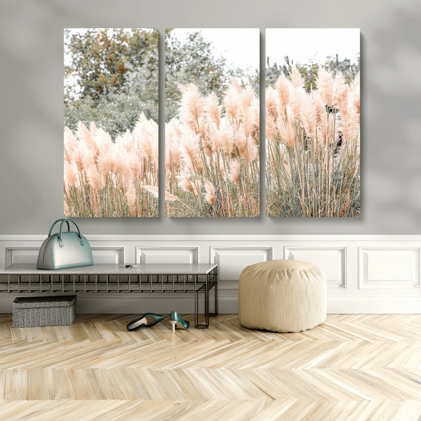 21826392-MGV-CV-36X24 - Pampas Grass Wall Art – Soft Blush Hues and Natural Texture Canvas Print, Serene Outdoors & Botanical Charm for Living Room or Nature Decor