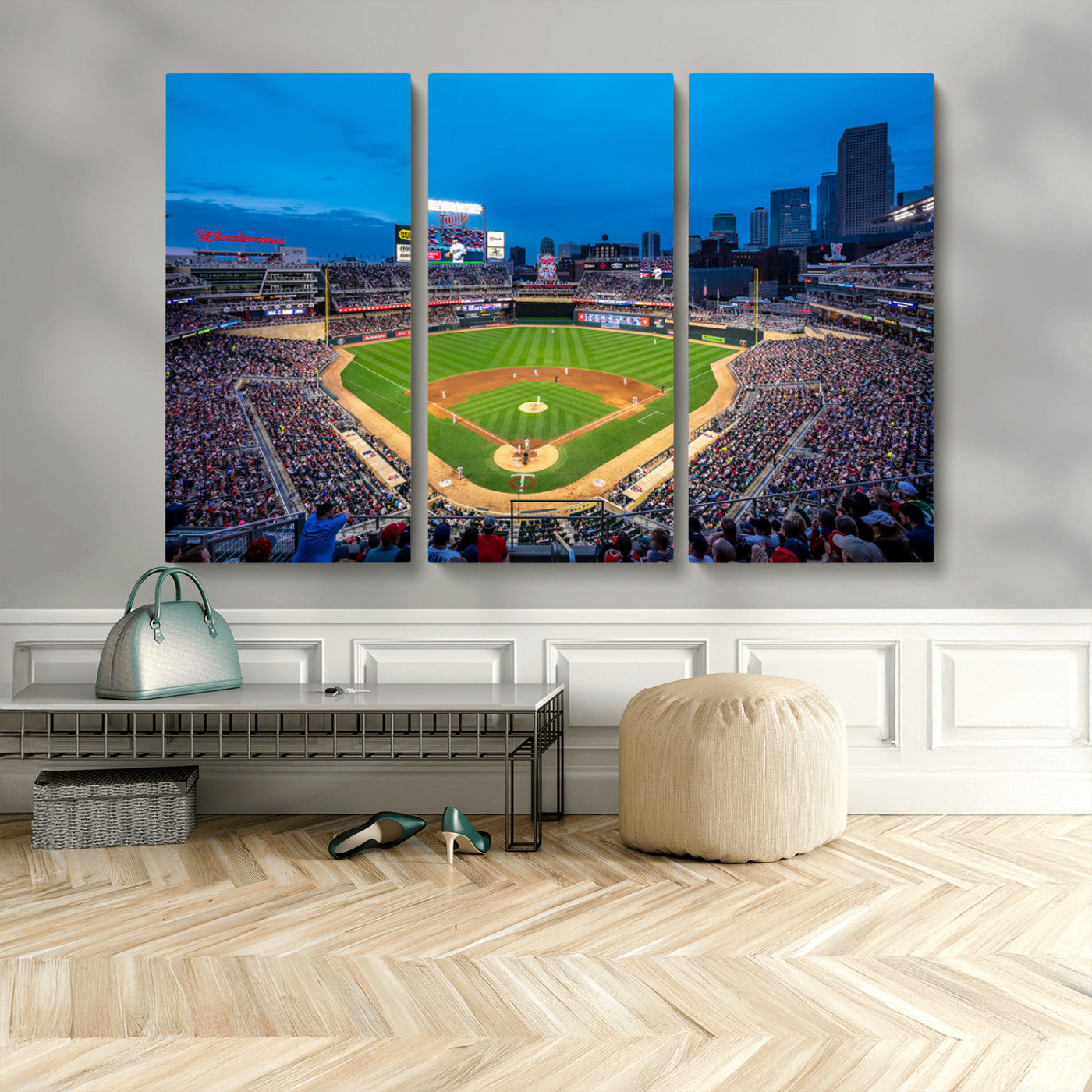 77273035-MGV-CV-48X32-3P-Target Field Stadium Wall Art Canvas Print – Minnesota Twins Baseball Team Iconic Ballpark Scene for home, office