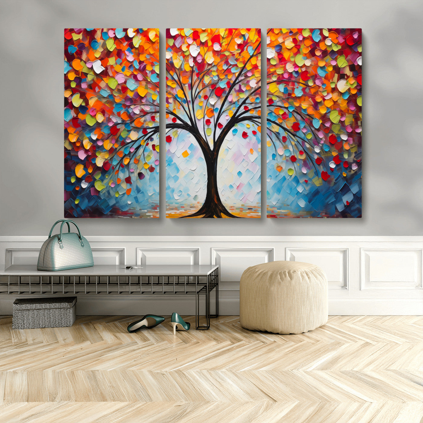 HS2447-MGV-CV-36X24-Vibrant Tree of Life Canvas Wall Art – Colorful Abstract Nature in Modern Decor - Ready to Hang