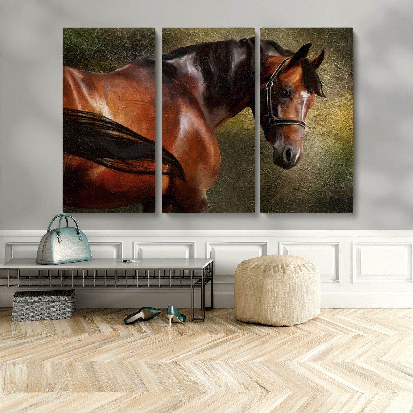 76810-MGV-CV-36X24-Majestic Brown Horse Wall Art Canvas Print – Framed Equestrian Artwork with Elegant Stallion Artwork for Home or Office Decor