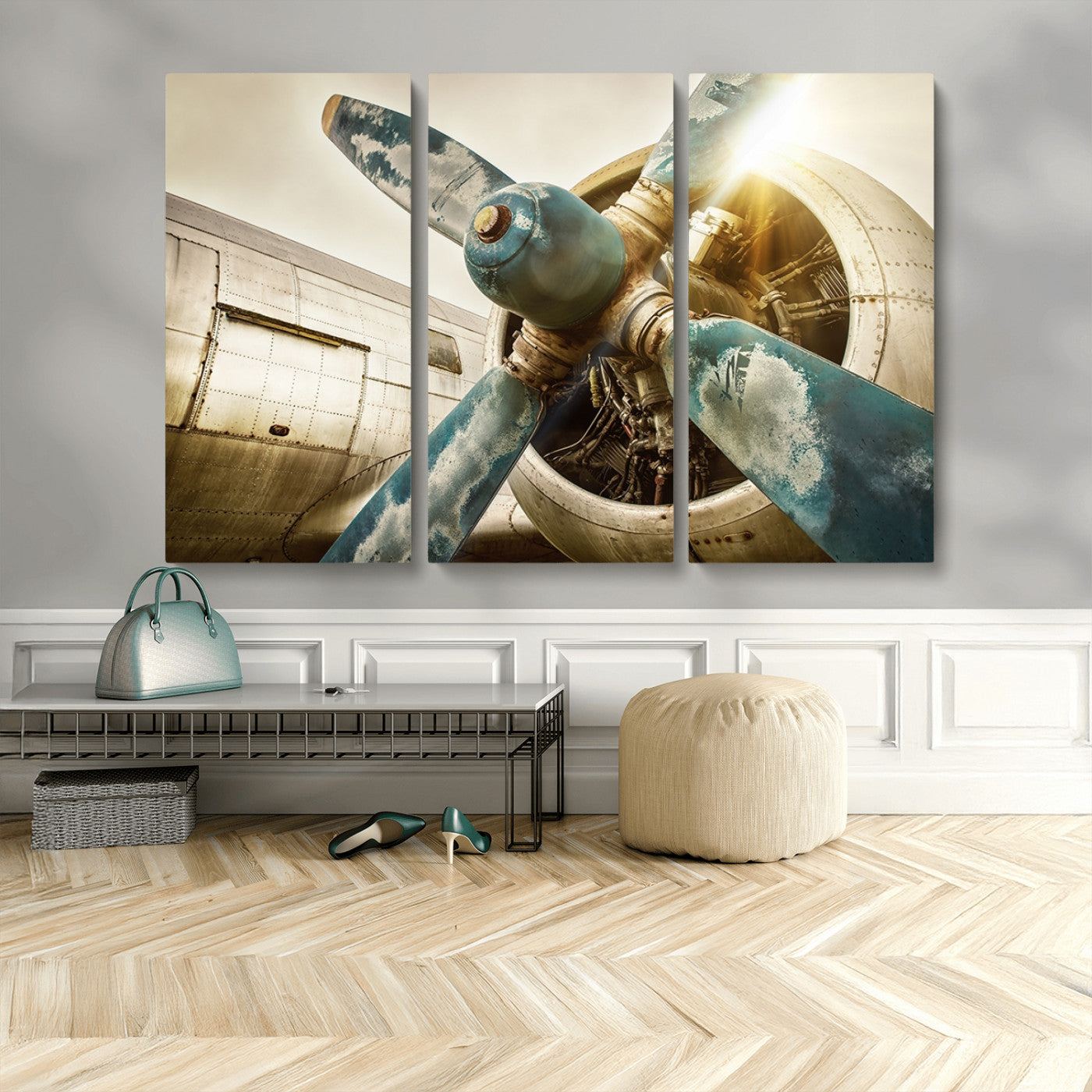 14106-MGV-CV-48X32-3P-Vintage Airplane Canvas Print