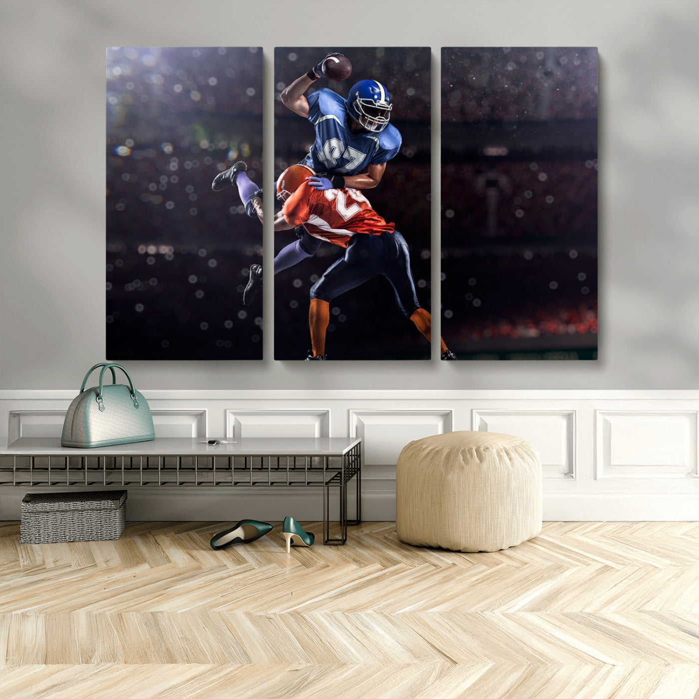 76491-MGV-CV-36X24-American Football Wall Art Canvas Print, Stadium Sport Wall Art Print