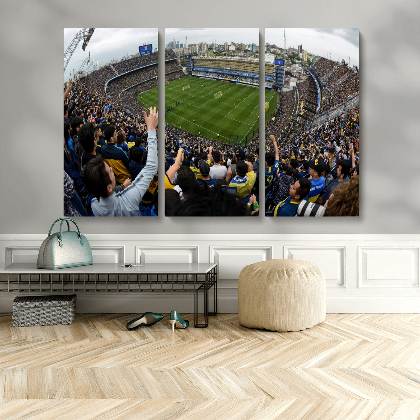 23173-MGV-CV-48X32-3P-Boca Juniors Soccer Team Print - Buenos Aires Bombonera Stadium Wall Art Canvas Print