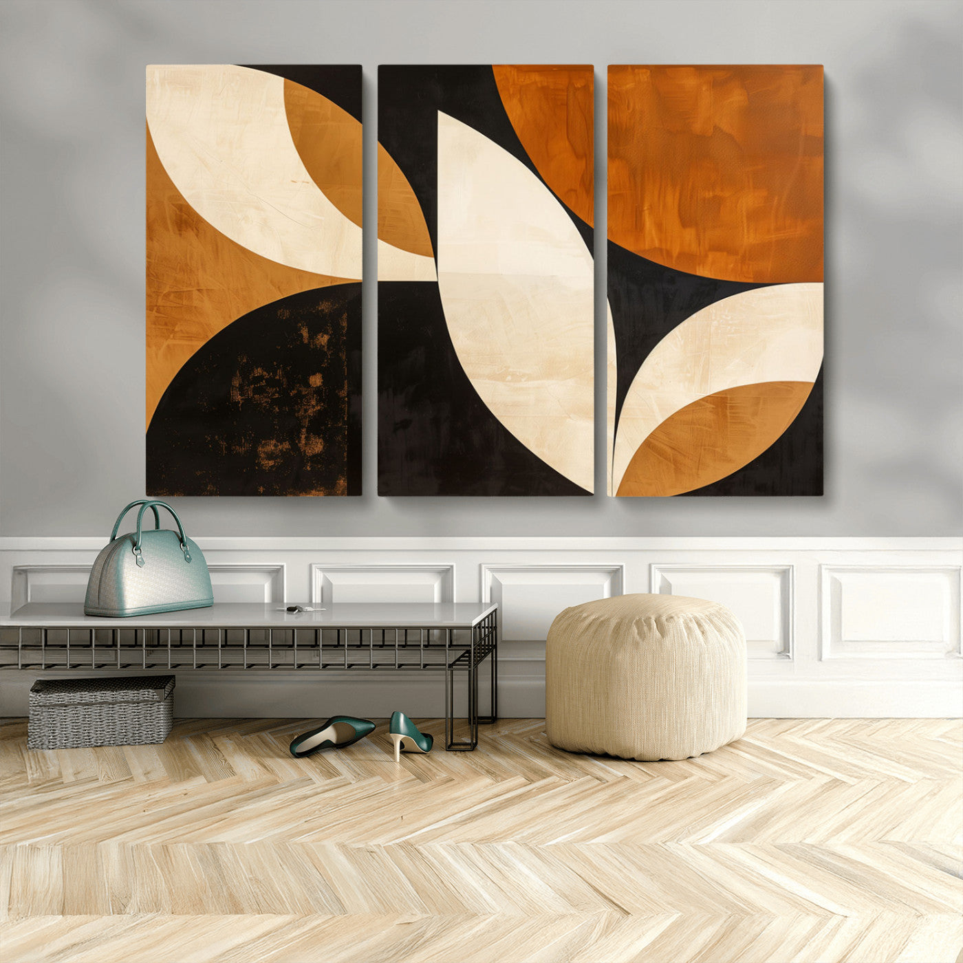21251-MGV-CV-36X24-Geometric Abstract Wall Art Canvas Print, Mid Century Modern Wall Art Print