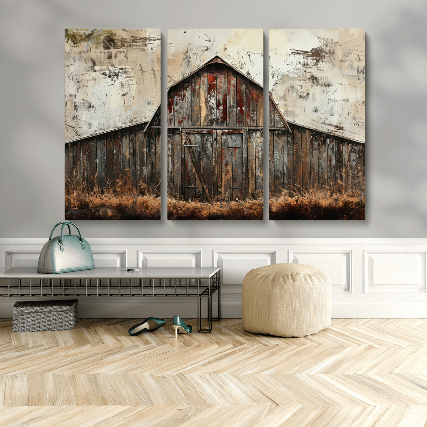 94486-MGV-CV-48X32-3P-Rustic Barn Wall Art | Farmhouse Wall Decor Canvas Print | Ready to Hang Barn Decor for Cabin or