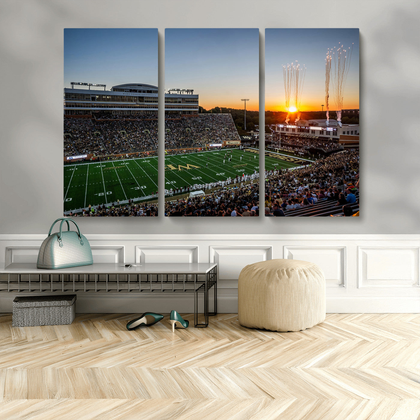 29253-MGV-CV-48X32-3P-Demon Deacons Football Team Print Canvas- Winston-Salem Allegacy Federal Credit Union Stadium Wall