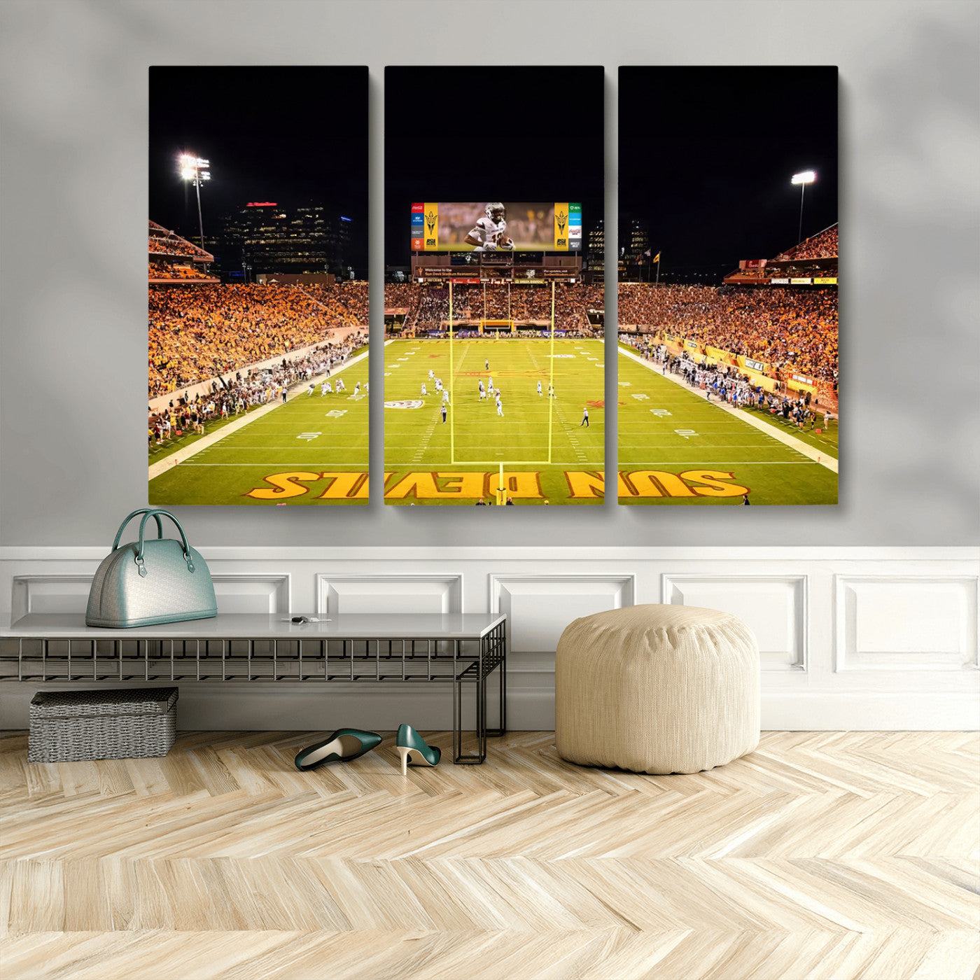 87612-MGV-CV-48X32-3P-ASU Sun Devils Football Team Print - Phoenix Mountain America Stadium Canvas Print